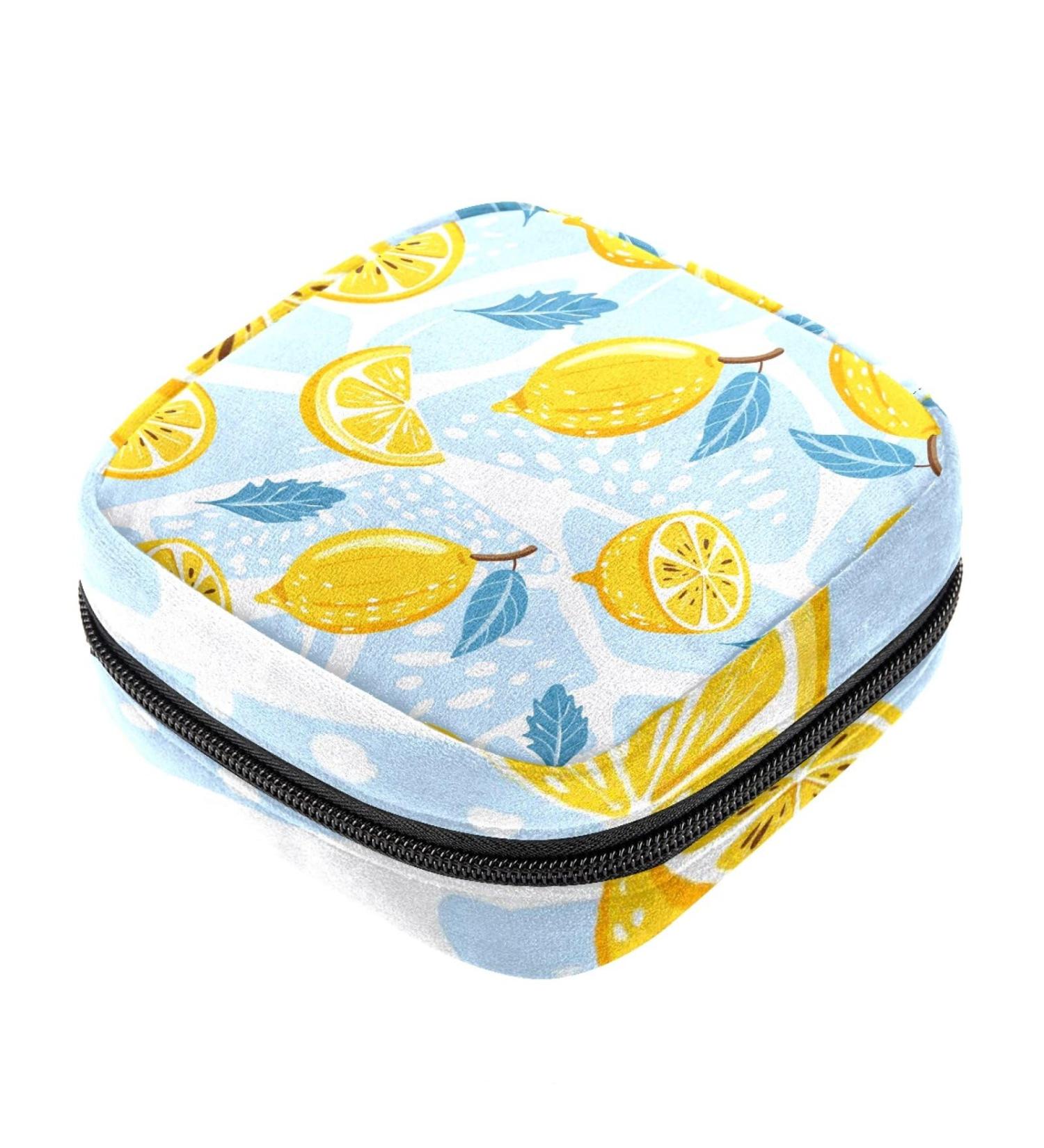 Lemon Leaves Menstrual Cup & Pad Pouch - Portable Sanitary Napkin Storage Bag - Buy Online on GoSupps.com