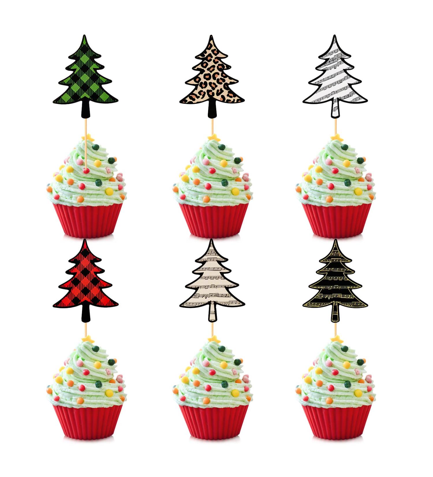 36 Pieces Christmas Cupcake Topper Picks Christmas Cake Decorations for Xmas Holiday Party Supplies(Pattern 8) Pattern 7 - Buy Online on GoSupps.com