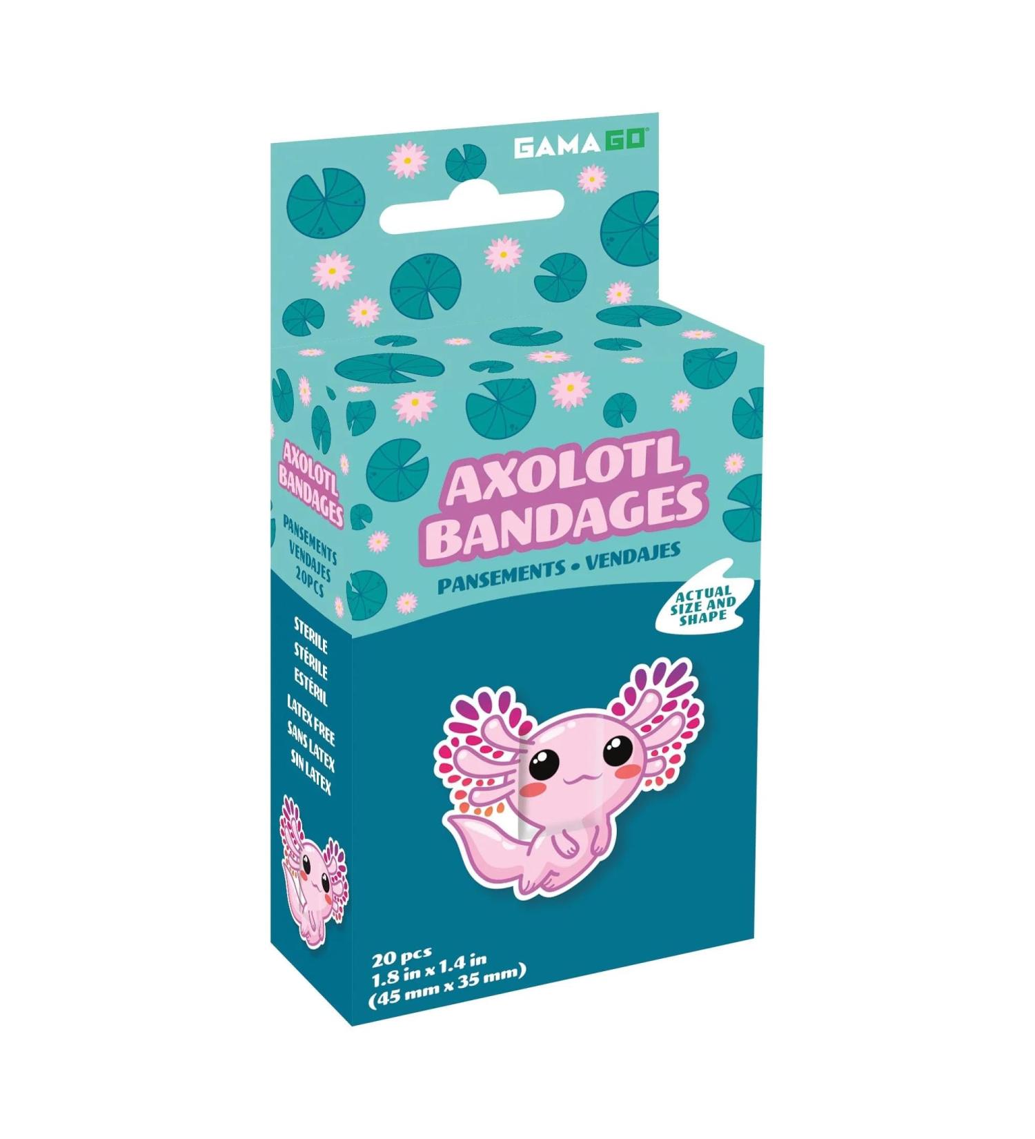 Buy GAMAGO Axolotl Shaped Bandages - Set of 20 Sterile Latex-Free Kids Bandages | Fun First Aid Gift for Kids & Kidults - Buy Online on GoSupps.com