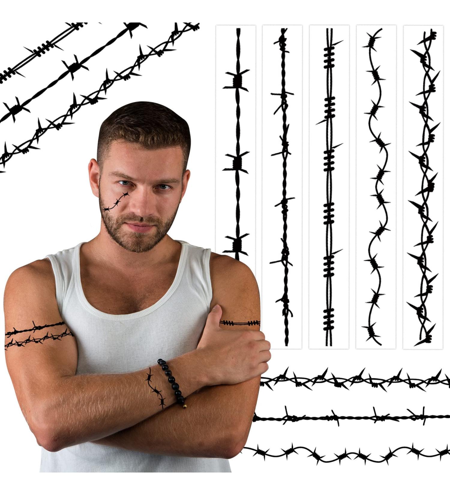 20 Pcs Barbed Wire Temporary Tattoos - Removable Black Arm Tattoo Stickers for Halloween Costume - Body Art Supplies for Men, Women, Kids - Buy Online on GoSupps.com