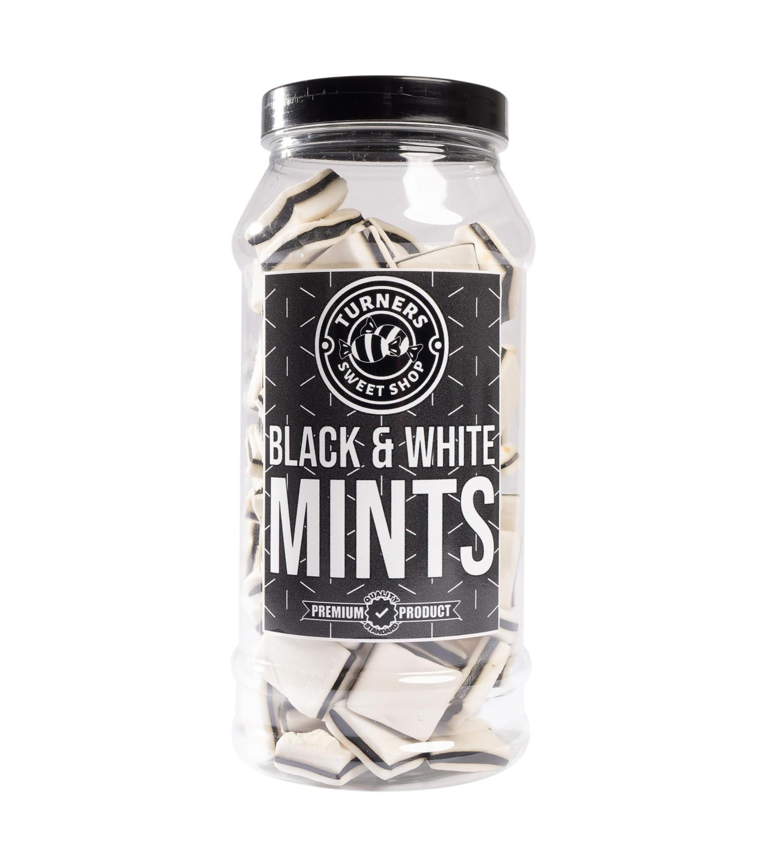 Black & White Mints - 550g by Turners Sweet Shop Traditional Retro Gift Jar Classic Original Pick & Mix Sweets Quality Confectionary Fantastic Gifts for Him Her or Them