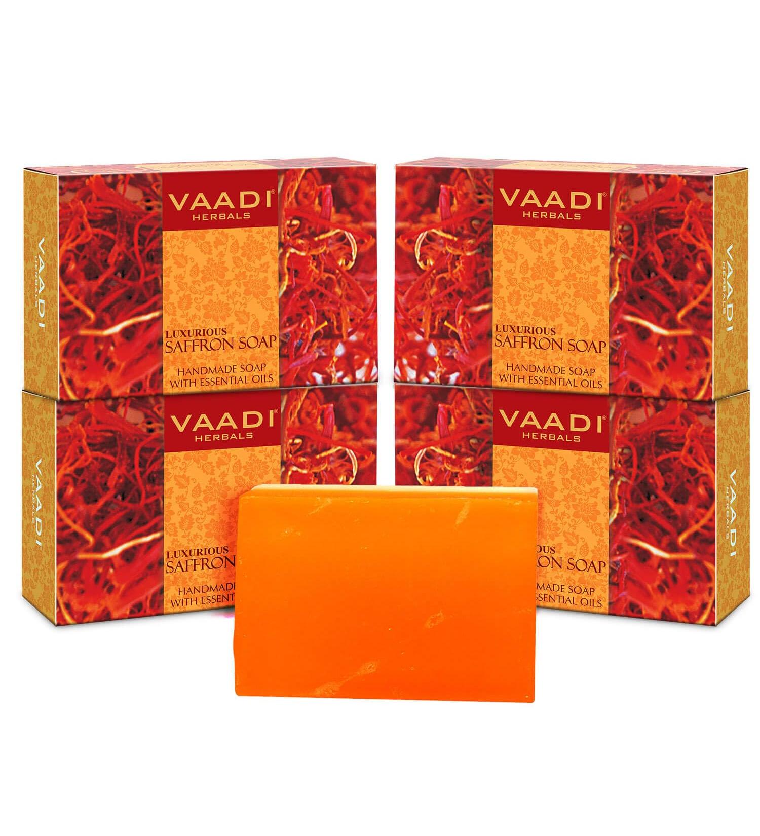 Vaadi Herbals Saffron Oil Bar Soap 2.65 Ounce Each (Pack of 4)