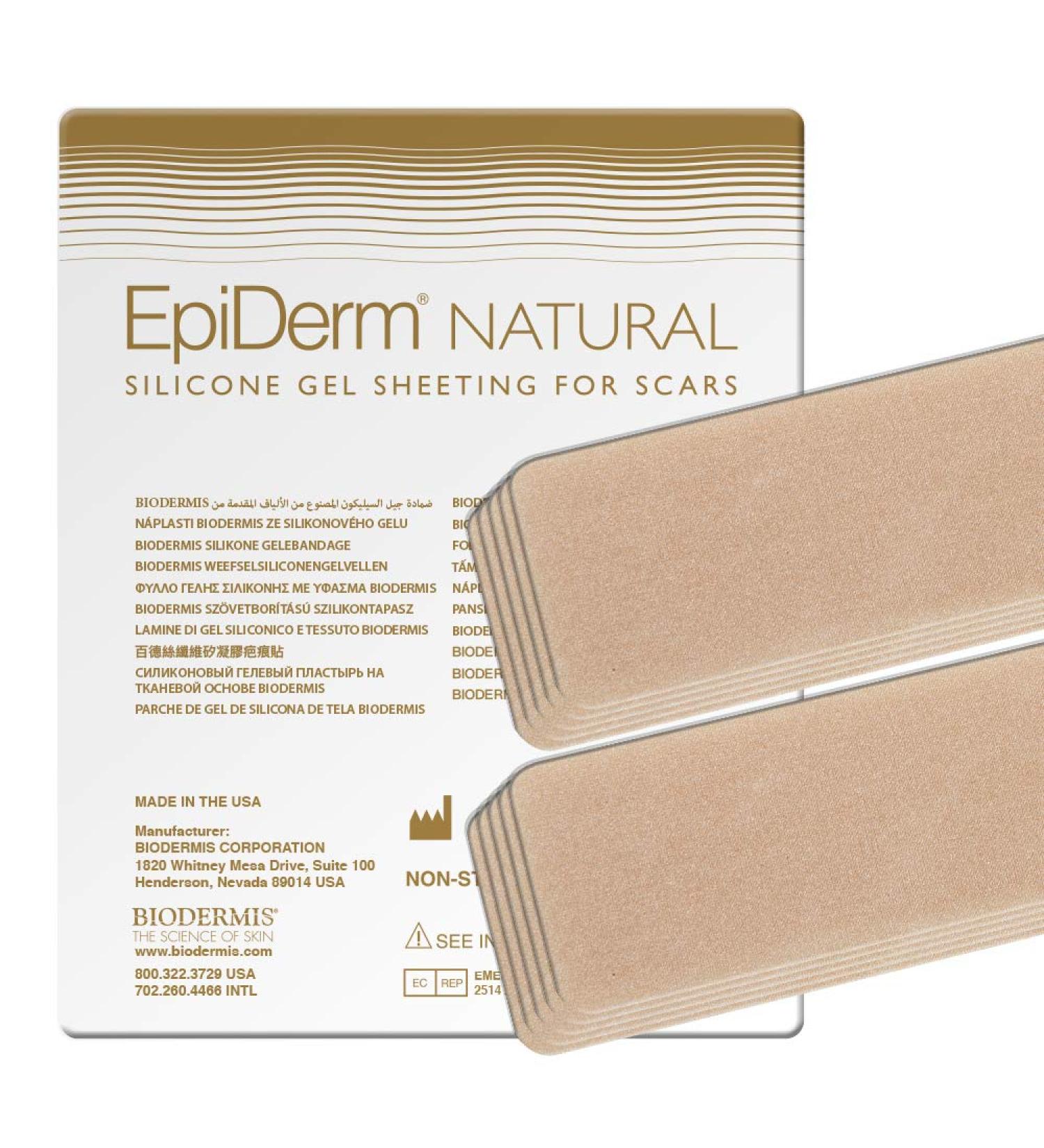 Epi-Derm Long Strip Silicone Scar Sheets - 1.4 x 11.5 in - (5 Pair) - Natural, from Biodermis - Buy Online on GoSupps.com