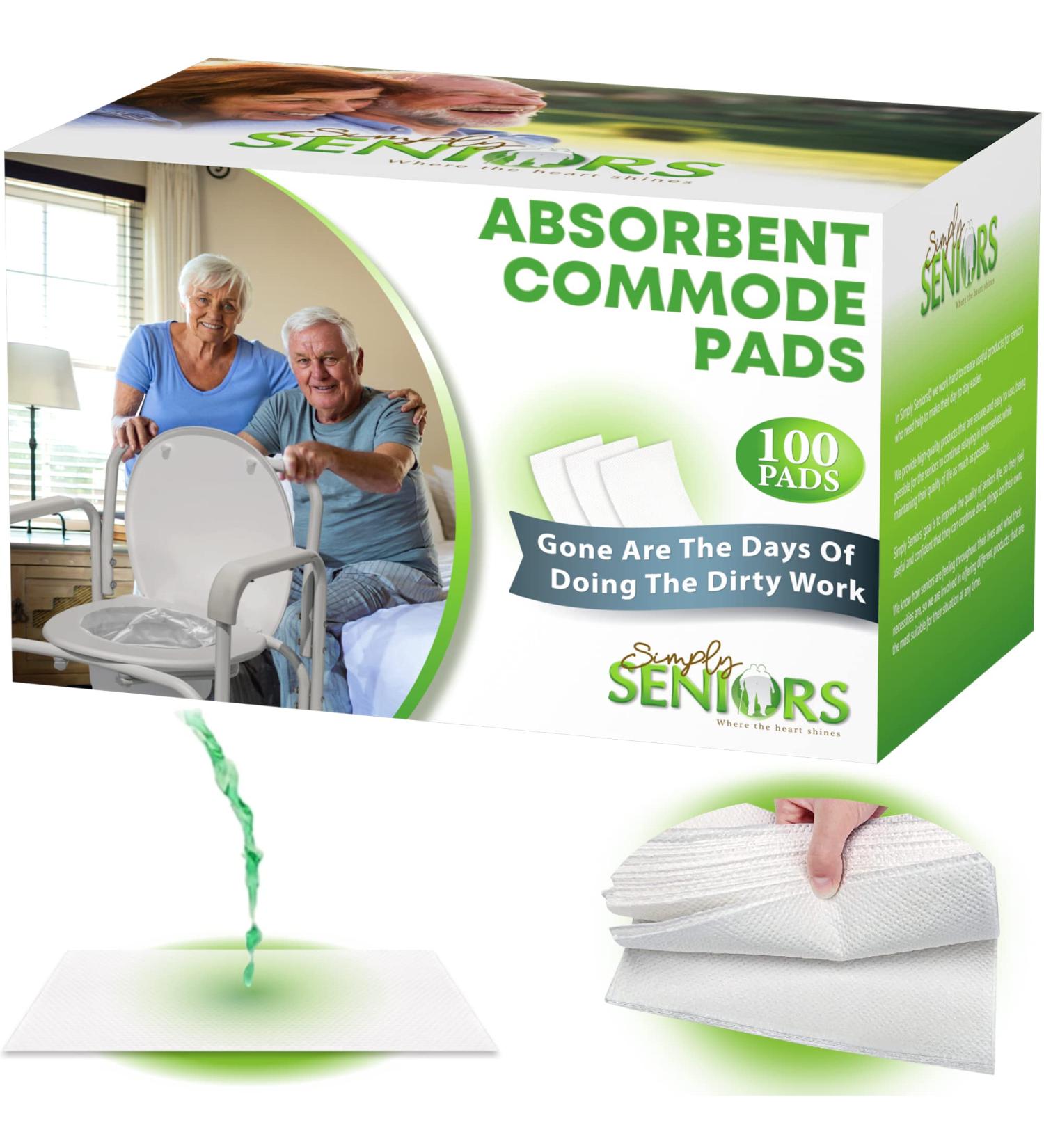 100 Disposable Absorbent Pads for Bedside Commode Liners - For Portable Toilet Bags & Porta Potty - Say Goodbye to Dirty Work! - Buy Online on GoSupps.com