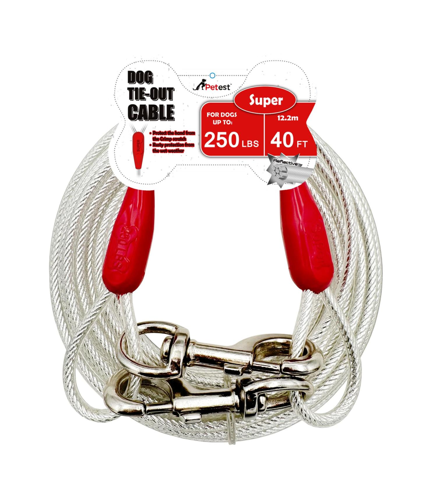 Petest Reflecting Integration Leash for Dogs (10-250 lbs) - Available in 10ft to 40ft Lengths - Red & Silver - Buy Online on GoSupps.com