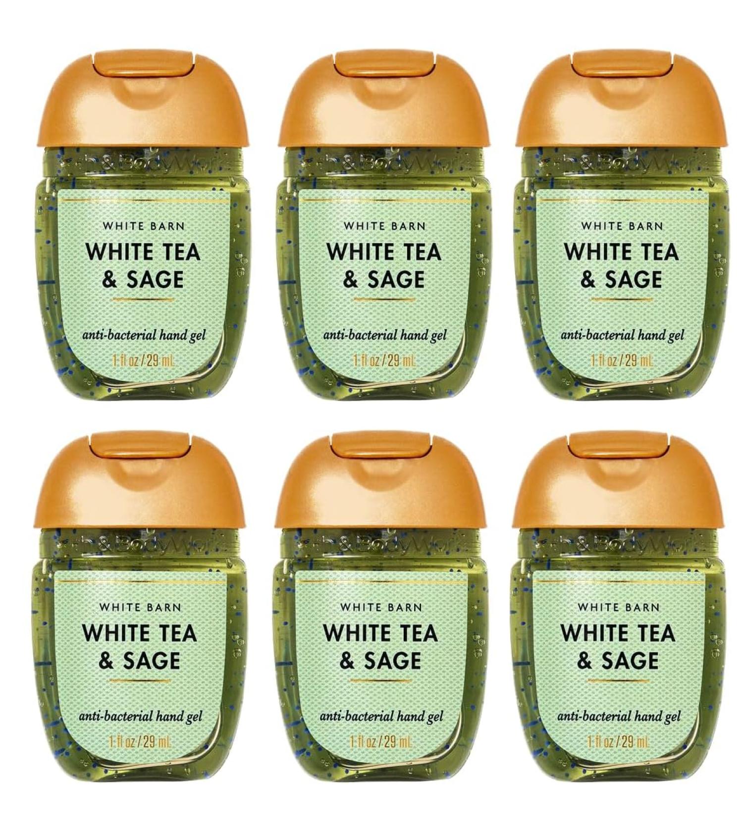White Tea and Sage 6-Pack Mini/Travel Hand Gel Sanitizer by Bath + Body Works (Packaging May Vary)
