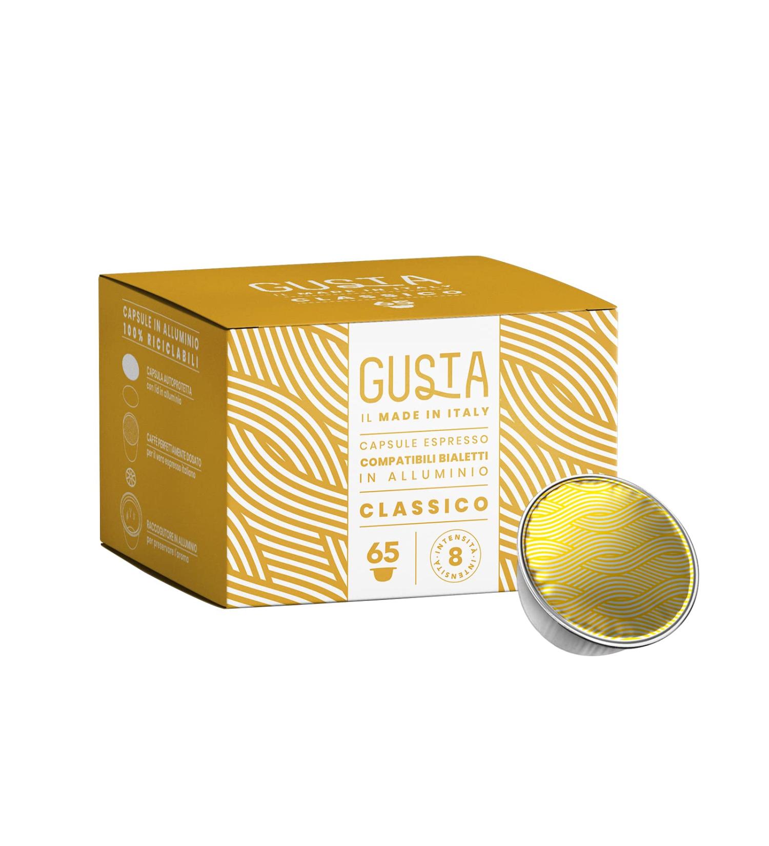  Bialetti Gusta Capsules Compatible with Bialetti System Aluminium Classic Taste Box of 65 Capsules 100% Recyclable Intensity 8 - Buy Online on GoSupps.com