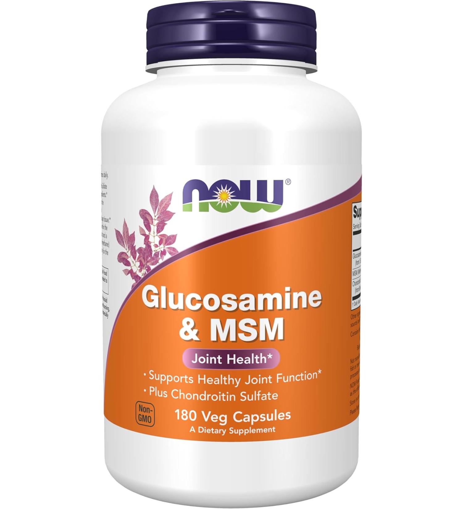 NOW Foods Supplements Glucosamine & MSM plus 180 Veg Capsules - Buy Online on GoSupps.com