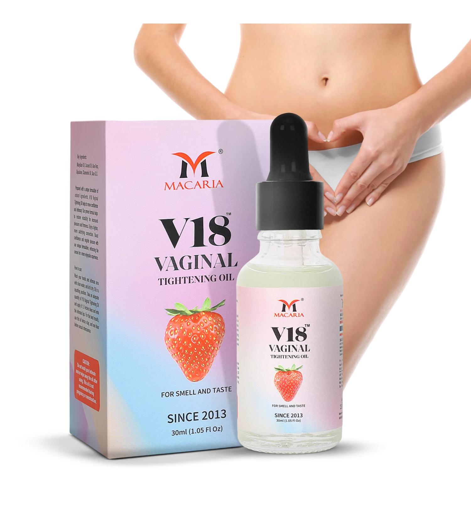 V18 Yoni Oil for Smell & Taste - Vaginal Tightening Oil for Sensitive Areas - Strawberry Flavor - Enhanced Tightness & Comfort for Women - Buy Online on GoSupps.com
