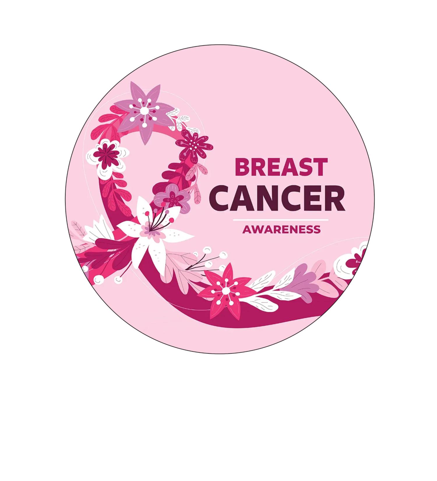 Breast Cancer Charity Awareness 7.5 inch Circle on Decor Icing Sheet Edible Cake Topper - Perfect for Decorating Larger Cakes