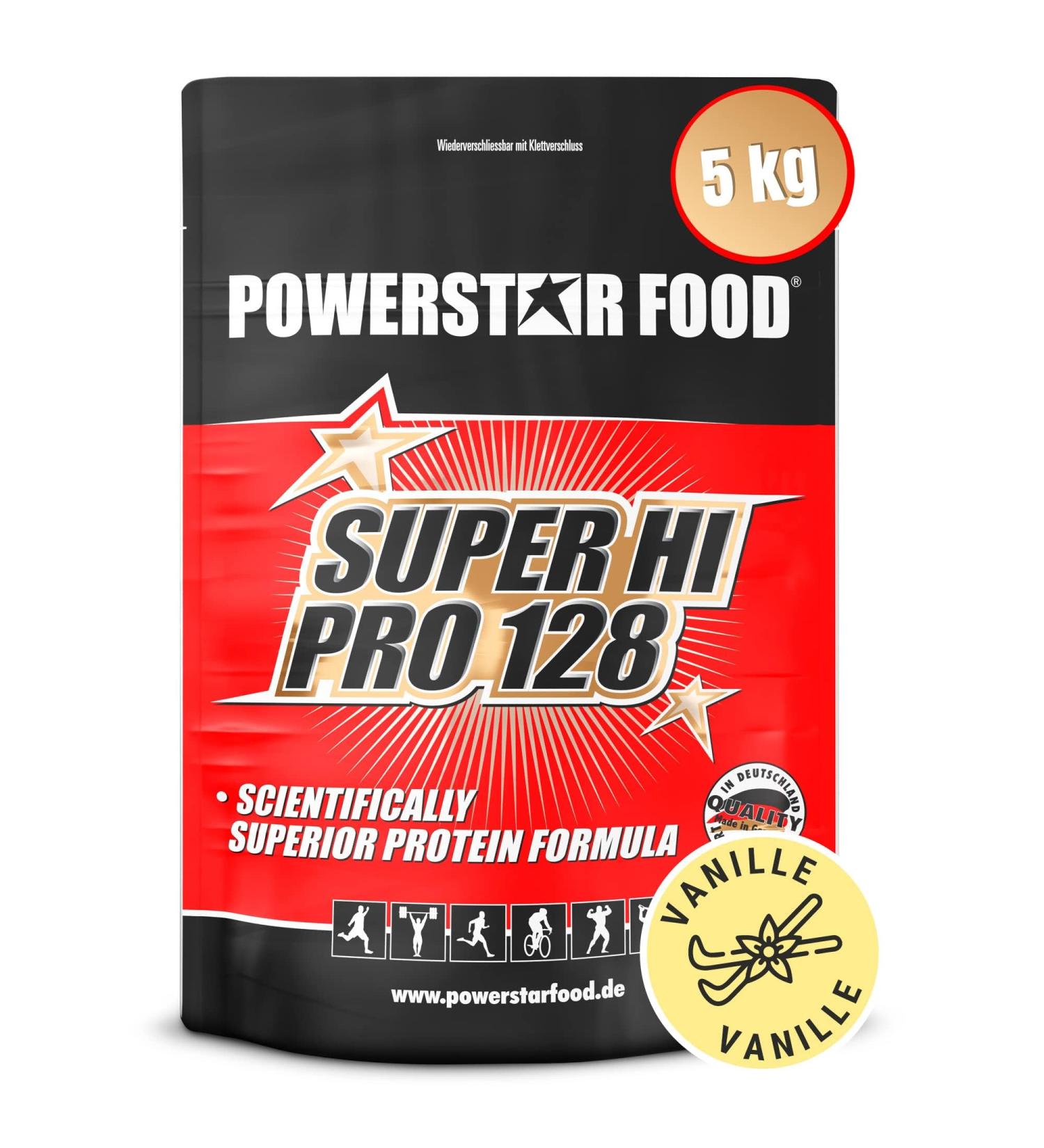 Powerstar Super Hi Pro 128 | 5kg Multi-Component Protein Powder Vanilla | 80% Protein | Muscle Building & Weight Loss Shake - Buy Online on GoSupps.com