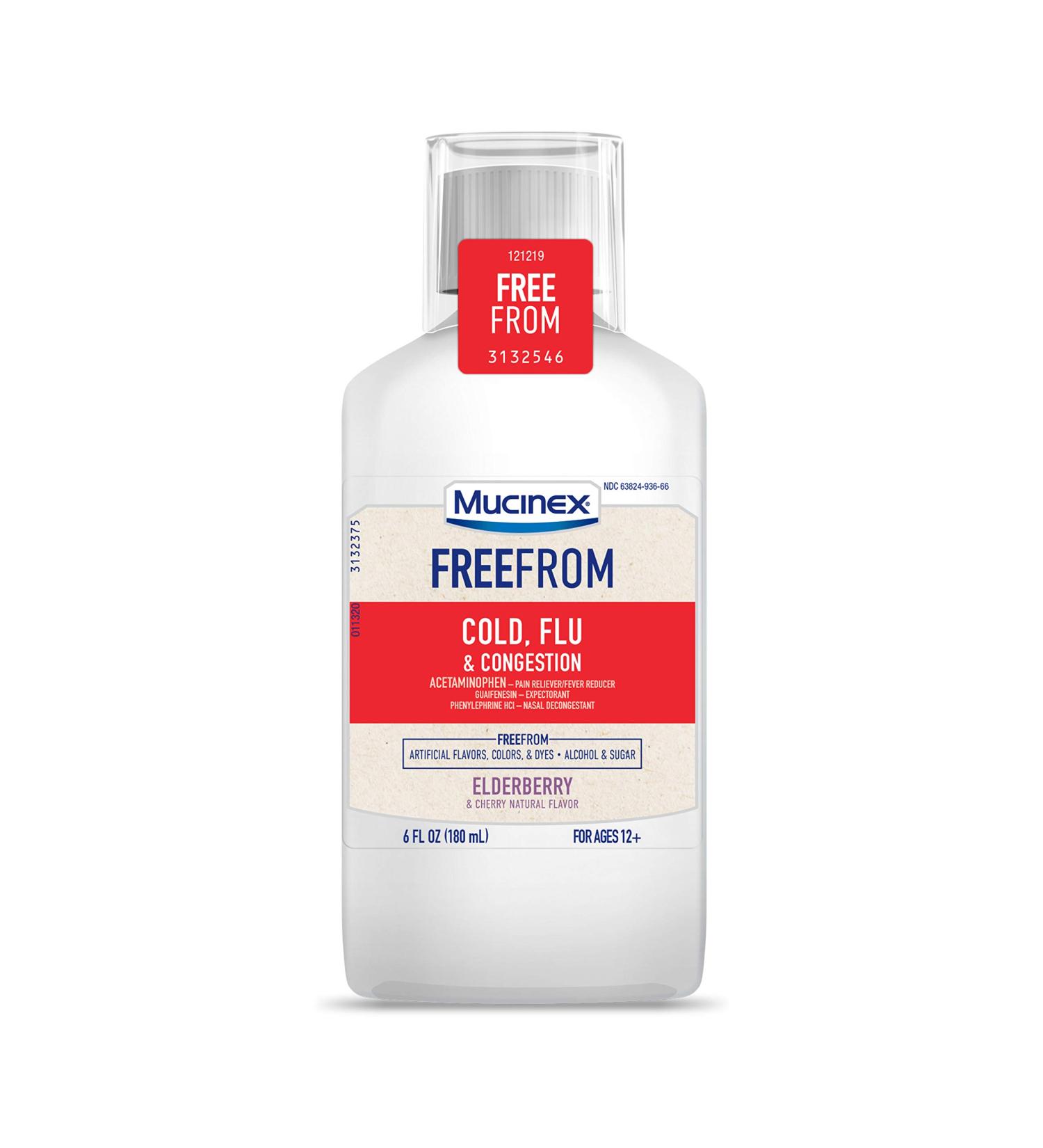 Mucinex FreeFrom Cold Flu & Congestion Cherry 6 fl oz - Buy Online on GoSupps.com