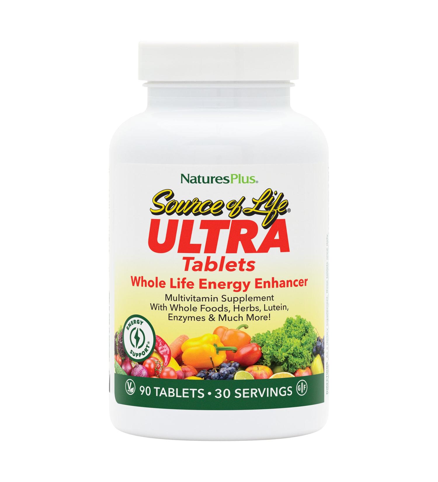 NaturesPlus Ultra Source of Life Multivitamin - 90 Tablets - Supports Immune Health Energy & Overall Well-Being - with Lutein & Vitamin D3 - Vegetarian & Gluten Free - 30 Servings 90 Count (Pack of 1) - Buy Online on GoSupps.com