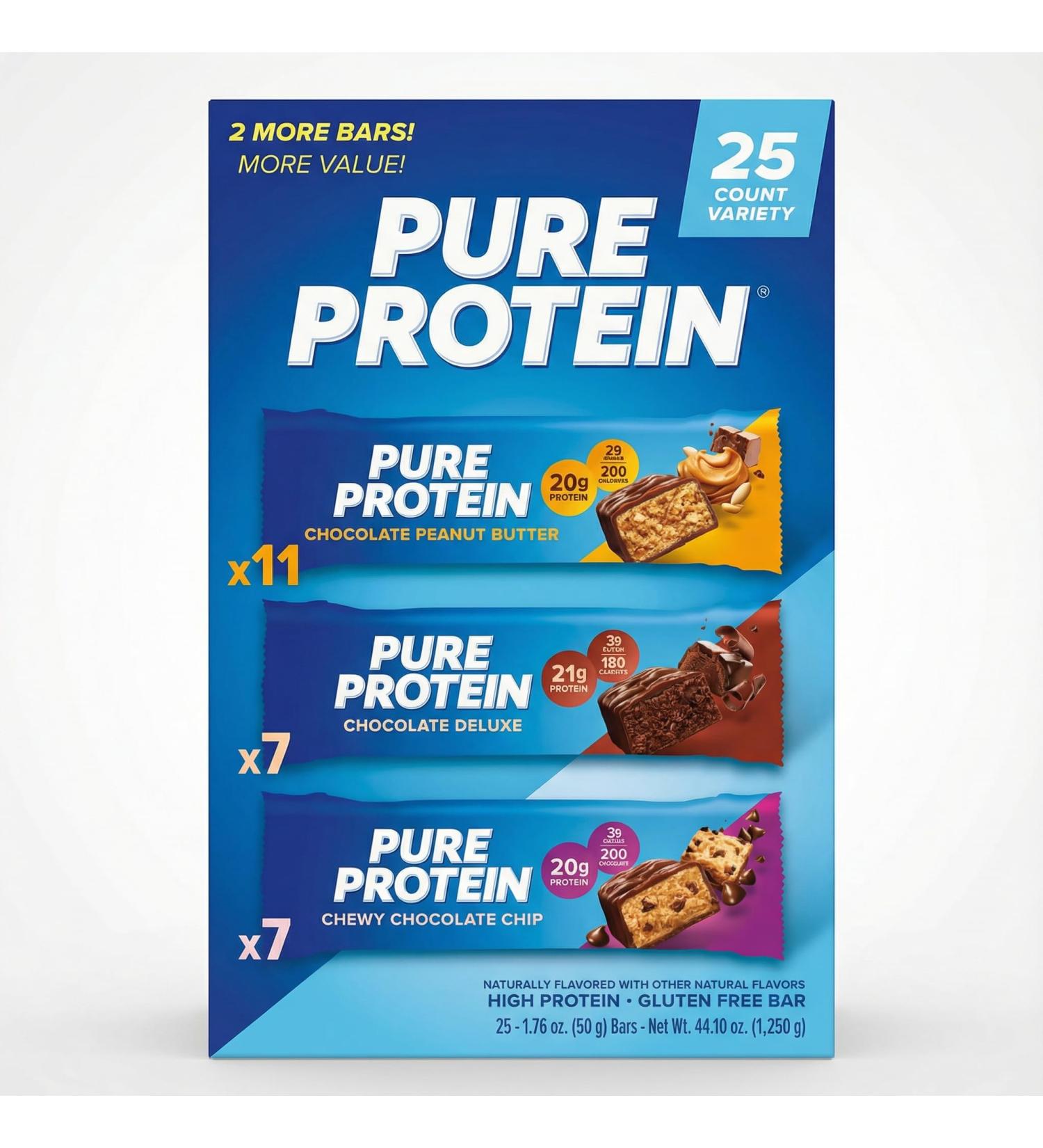 Pure Proteins Bars Nutrient Rich Snacks with High Protein for Energy Support Minimal Sugar Gluten-Free Variety Pack (In NEYUM Packaging) (25 Pack) - Buy Online on GoSupps.com