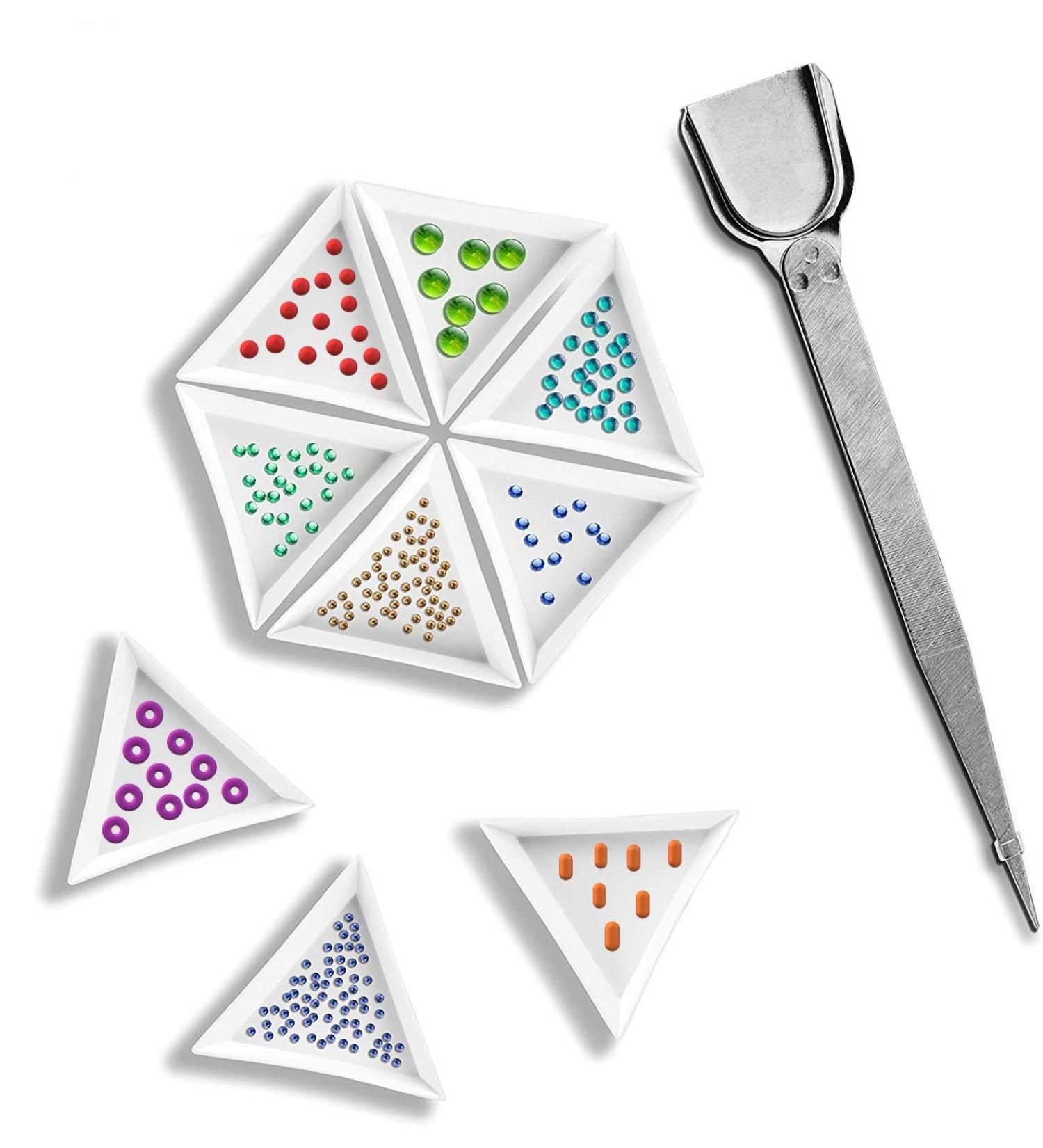 Qifuwanjingfeng White Triangle Bead Sorting Trays - Set of 10 with Handy Silver Tweezer - Buy Online on GoSupps.com