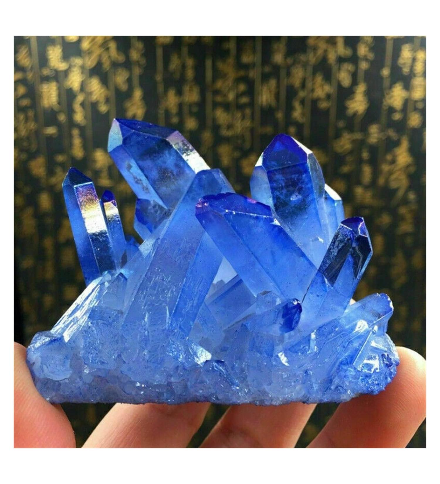 Natural Crystal Rough Blue Rainbow Crystal Quartz Cluster Reiki Stone Mineral Specimen - Buy Online on GoSupps.com