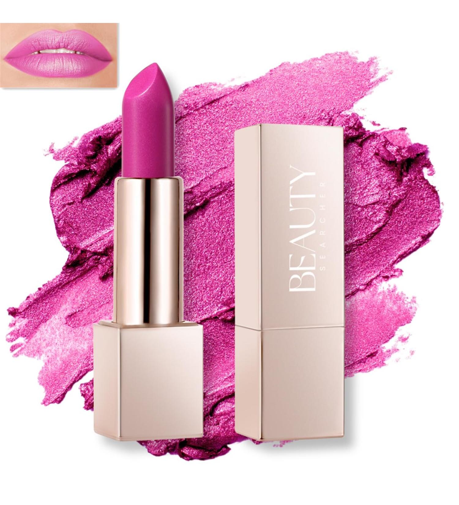 Beauty Searcher Metallic Shiny Lipstick Highly Effective Lip Colour with Moisturising Creamy Formula - 06# Pink Lady - Buy Online on GoSupps.com