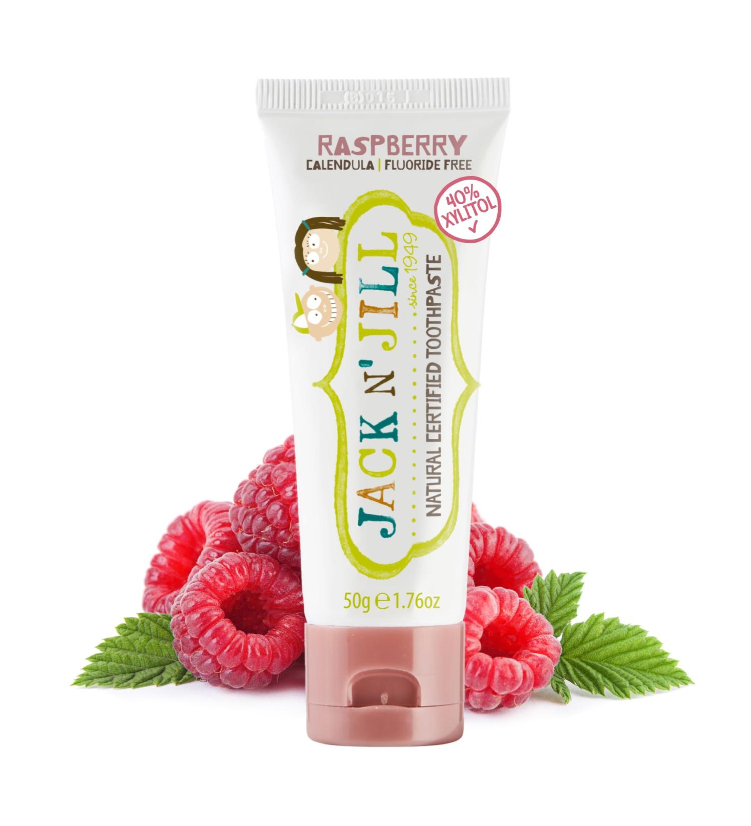 Jack N' Jill Kids Natural Toothpaste - Soothes Gums, Fights Decay - Raspberry Flavour 50g - Ages 6 Months - Buy Online on GoSupps.com