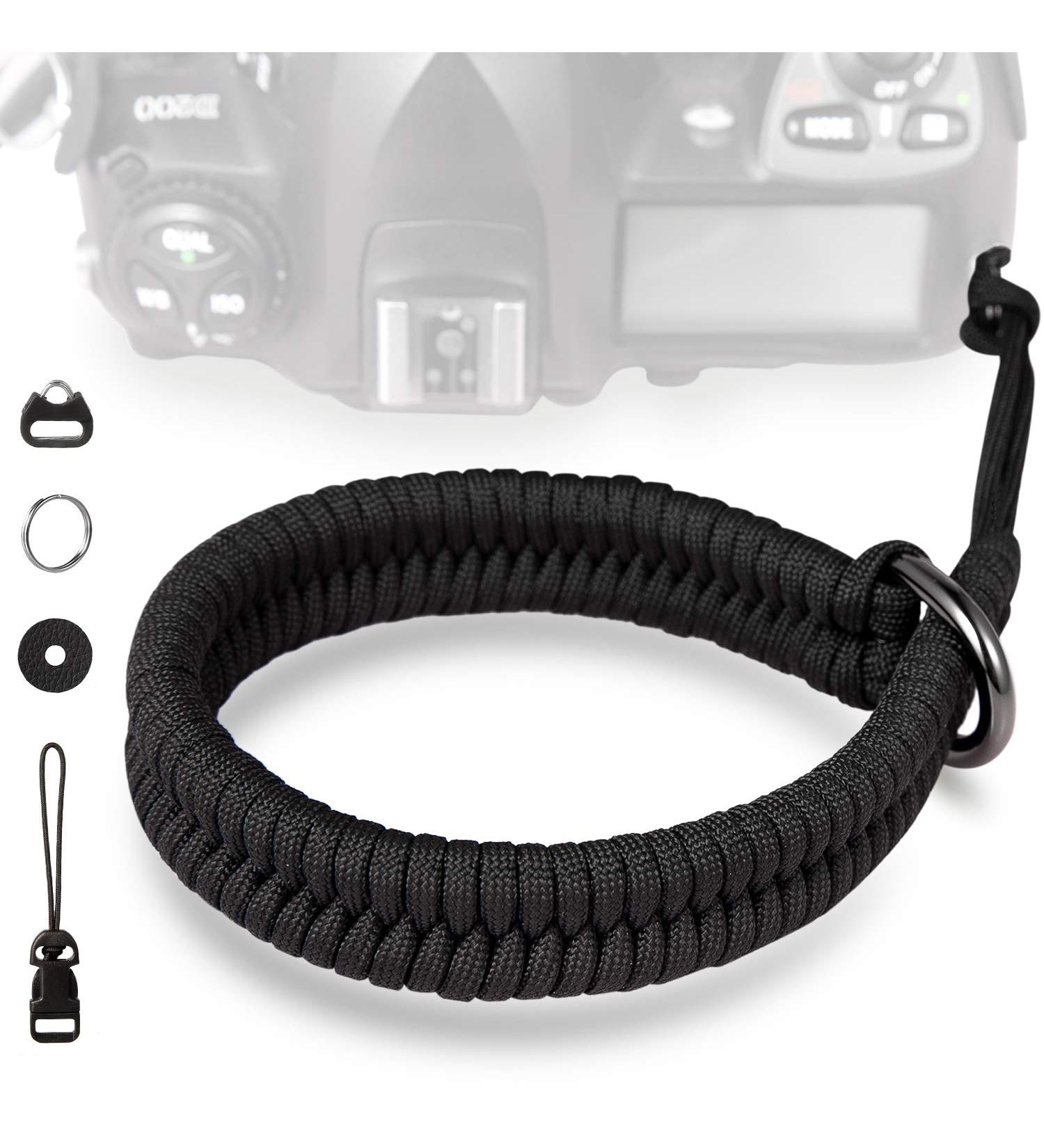 Adjustable Nylon Camera Wrist Strap for DSLR, GoPro, Canon, Fuji - Black | Quick Release Hand Strap for Mirrorless Cameras - Photographers Paracord - Buy Online on GoSupps.com