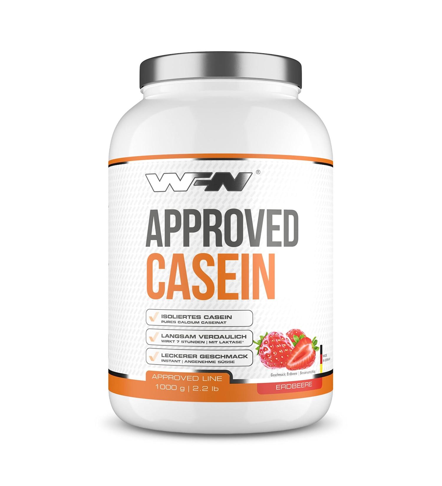 Wfn Approved Strawberry Casein Protein Powder - 1kg Soluble Creamy Shake 33 Portions Lab Tested Made in Germany - Buy Now! - Buy Online on GoSupps.com