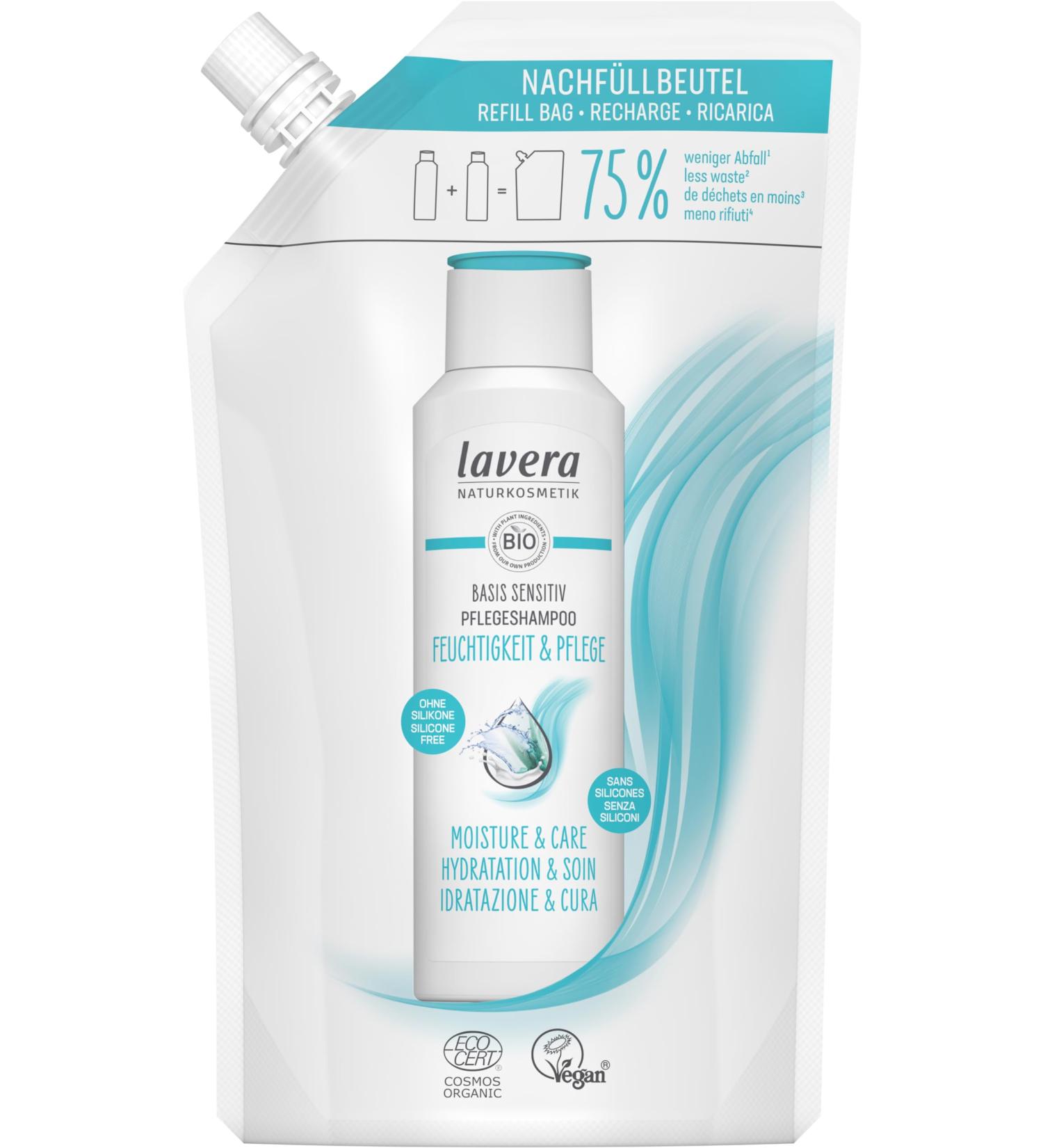Lavera Refill Bag Basis Sensitiv Shampoo - Moisture & Care | Vegan Natural Cosmetics | Silicone-Free | 500 ml - Buy Online on GoSupps.com