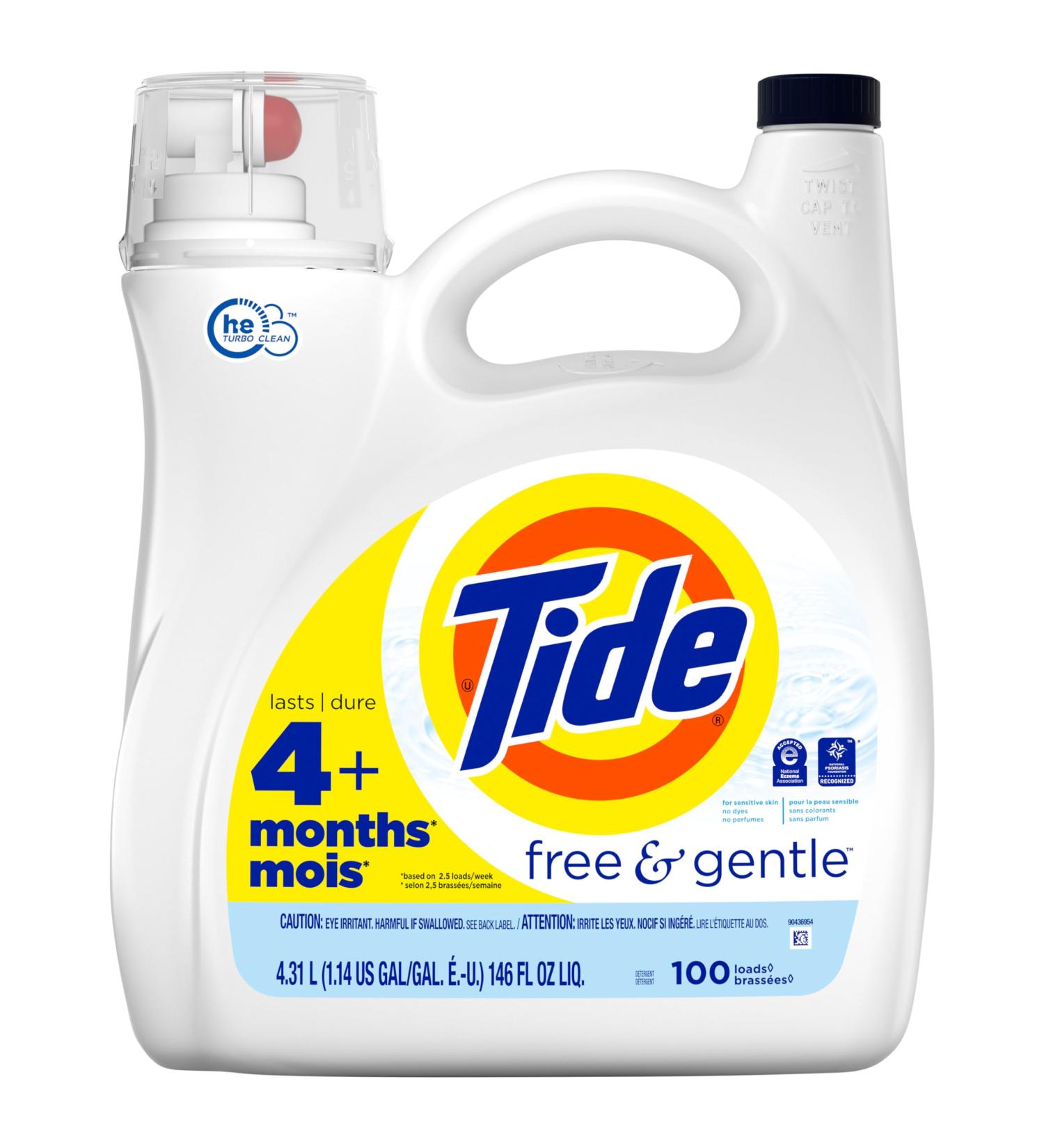 Tide Liquid Detergent Free & Gentle 146 Fl Oz