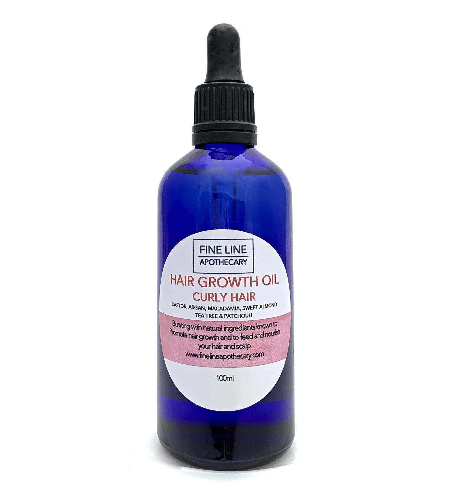100% Natural Hair Growth Oil - Ricin Argan Macadamia & Almond | Hydrate & Promote Hair Growth | Fine Line Apothecary 100ml - Buy Online on GoSupps.com