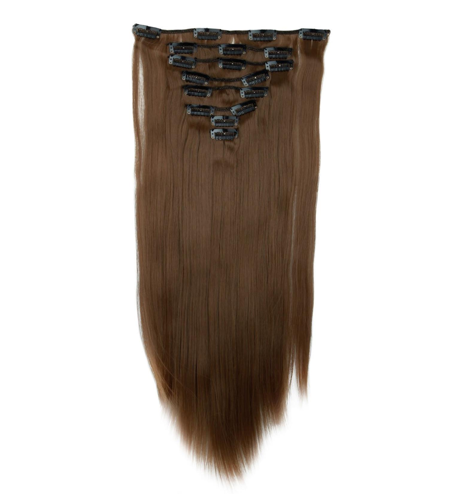 Buy S-noilite 66cm Light Brown Clip-In Hair Extensions - 8PCs Smooth Partial Set with 18 Clips | Realistic High-Quality eCommerce Shipping Worldwide - Buy Online on GoSupps.com