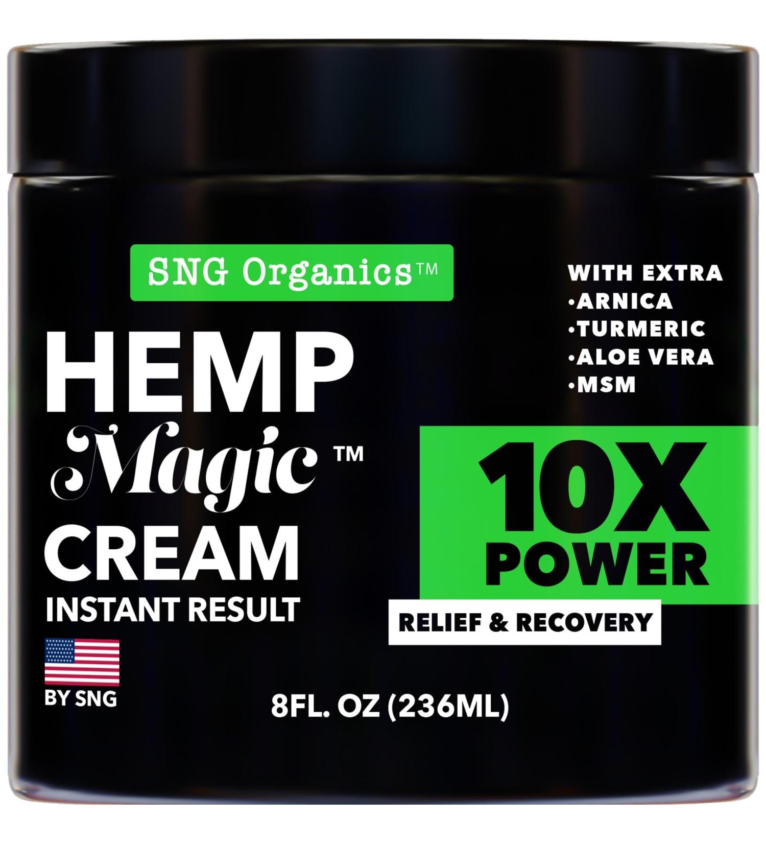 Hemp & Arnica Cream 8oz - Natural Pain Relief for Joints & Muscles - Made in USA - Fast-Acting Menthol Rub - Buy Online on GoSupps.com