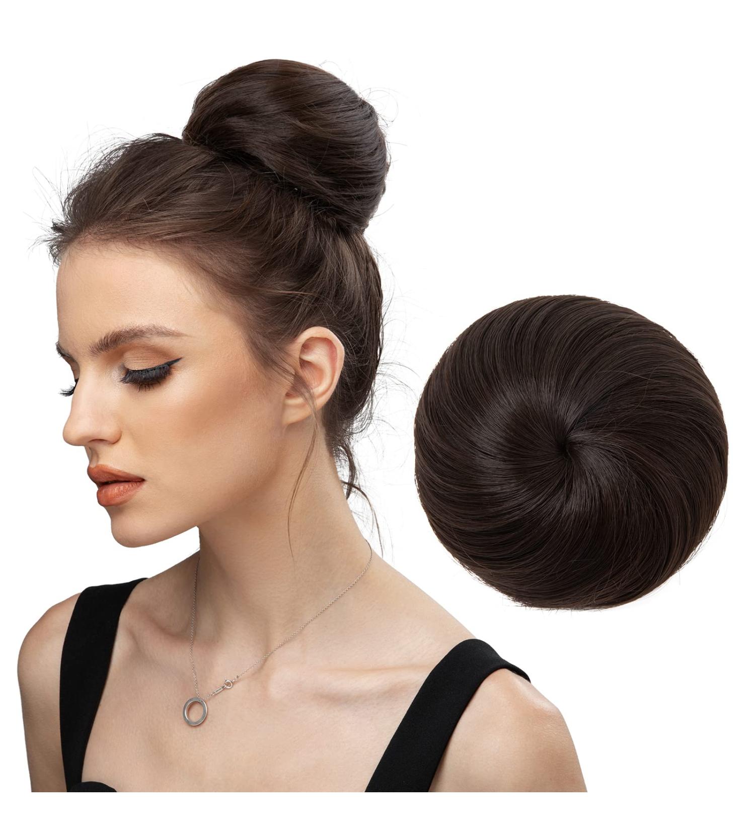 SARLA Dark Brown Synthetic Hair Buns Extension - Drawstring Updo Chignon for Women & Girls - Buy Online on GoSupps.com