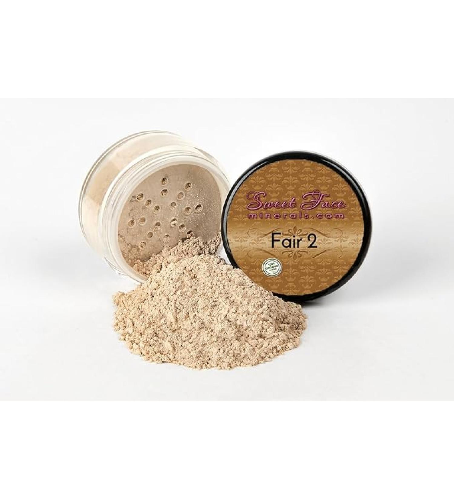 (Fair 2) (20gm Jar) FOUNDATION Mineral Makeup with SPF 18+ Full Coverage Matte Loose Powder Bare Face Cosmetics