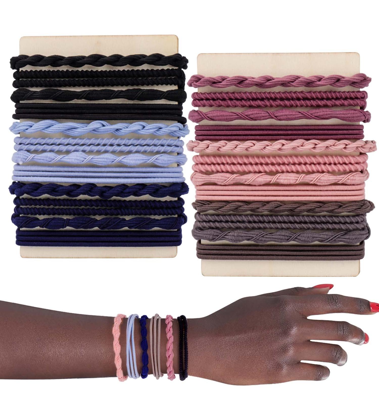 AIERSA 24 Pcs Morandi Hair Tie Bracelets - Boho Elastic Ponytail Holders for Women/Girls - No Damage Hair Elastics - Curly Hair Accessories - Buy Online on GoSupps.com