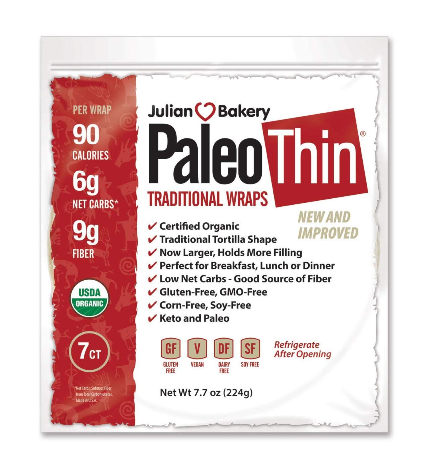 Julian Bakery Organic Paleo Wraps 7 Wraps 7.7 oz (224 g) - Buy Online on GoSupps.com