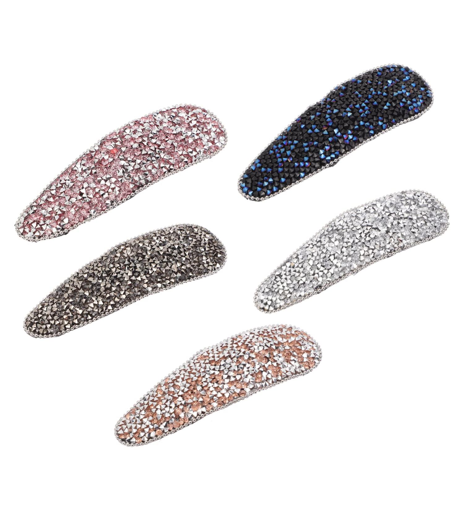 Buy Lurrose Rhinestone Snap Hair Clips - 5 Decorative Crystal Alligator Barrettes for Parties & Weddings - Buy Online on GoSupps.com