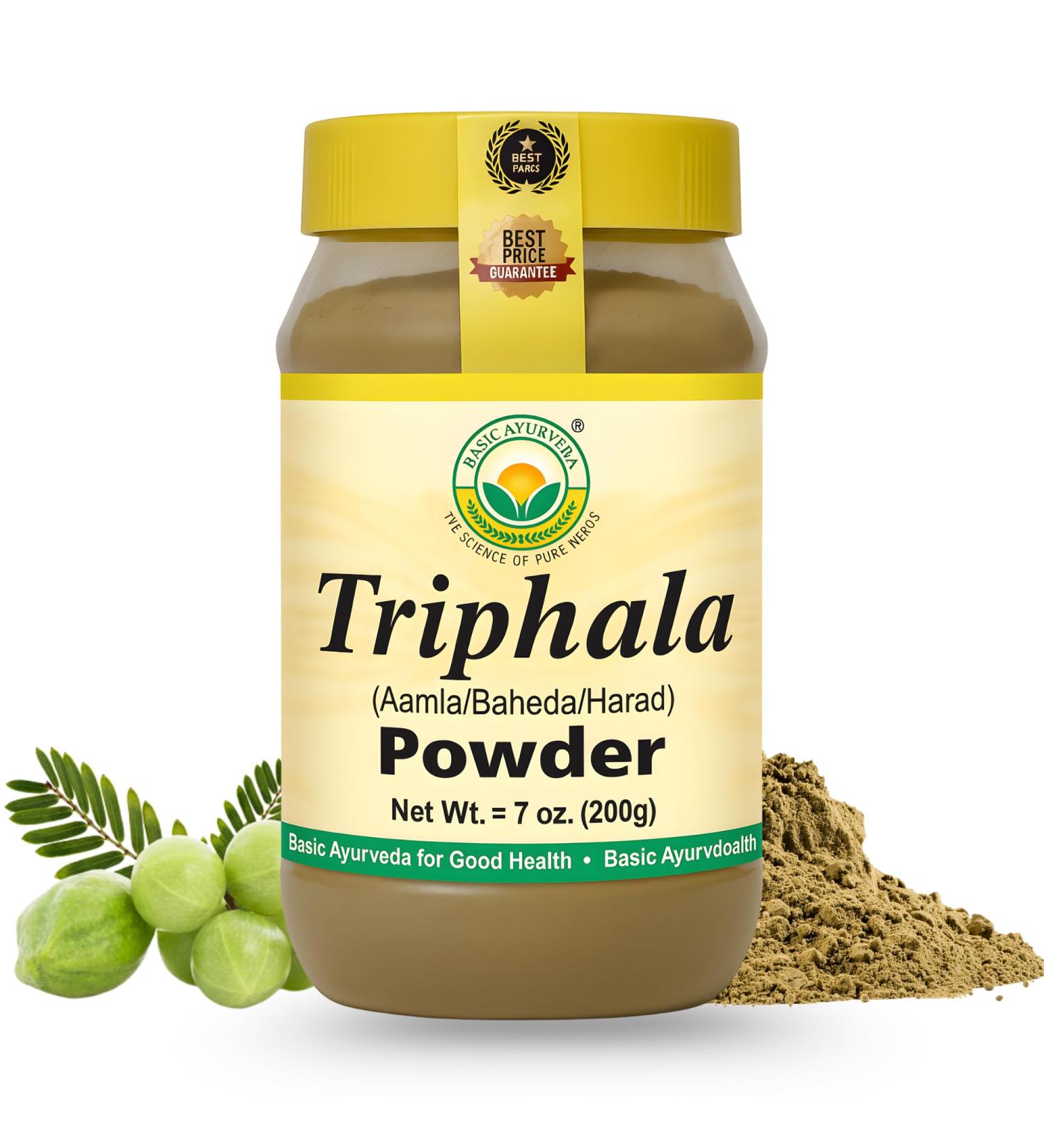 BASIC AYURVEDA Triphala Powder 7.05 Oz (200g) | Traditional Three Fruit Blend of Amla Haritaki & Bibhitaki | Pure Powder Ingredient | Vegan & Gluten-Free - Buy Online on GoSupps.com
