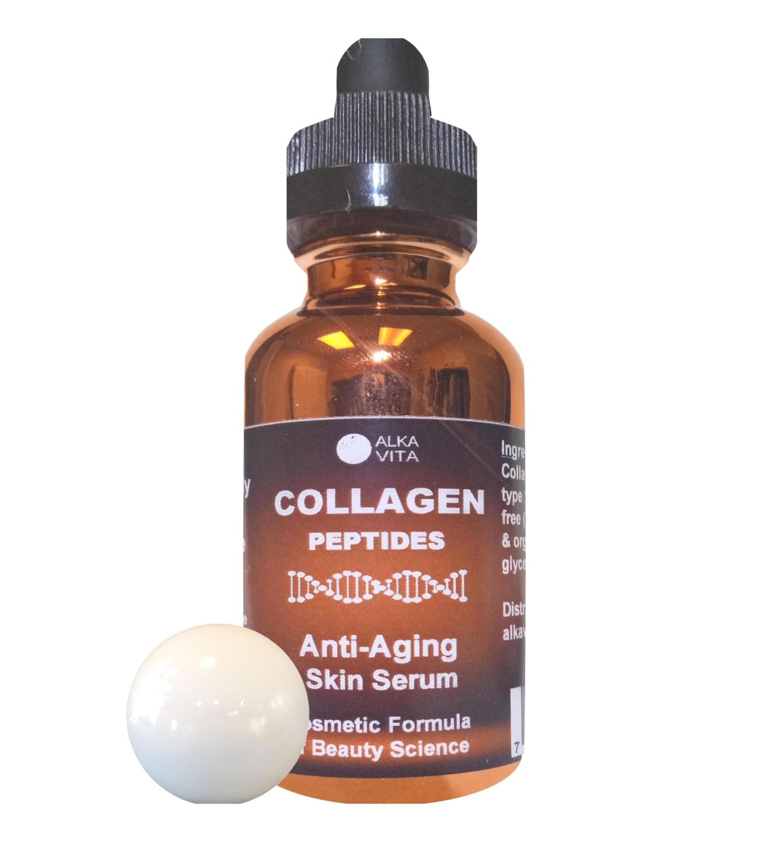 Buy Collagen Peptides Skin Serum - Anti-Aging Facial Wrinkle Treatment with Natural Ingredients - International Shipping - Buy Online on GoSupps.com