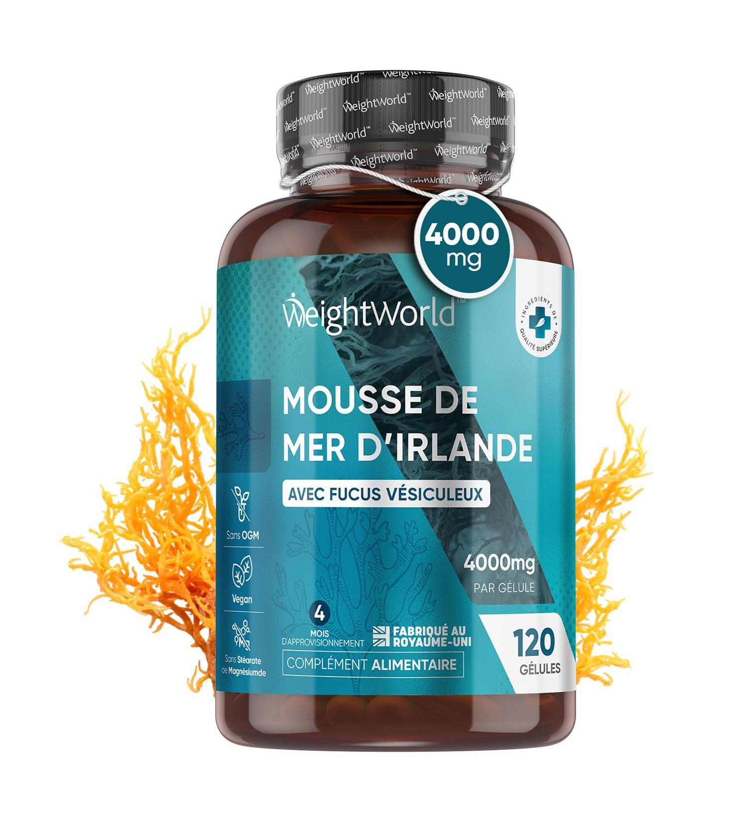 Irish Sea Moss 4000mg - 120 Capsules (4 Months) - Rich in Multivitamins and Minerals - Irish Sea Moss Capsules General Wellness - Natural Vegan Seaweed - Magnesium Stearate Free - Buy Online on GoSupps.com