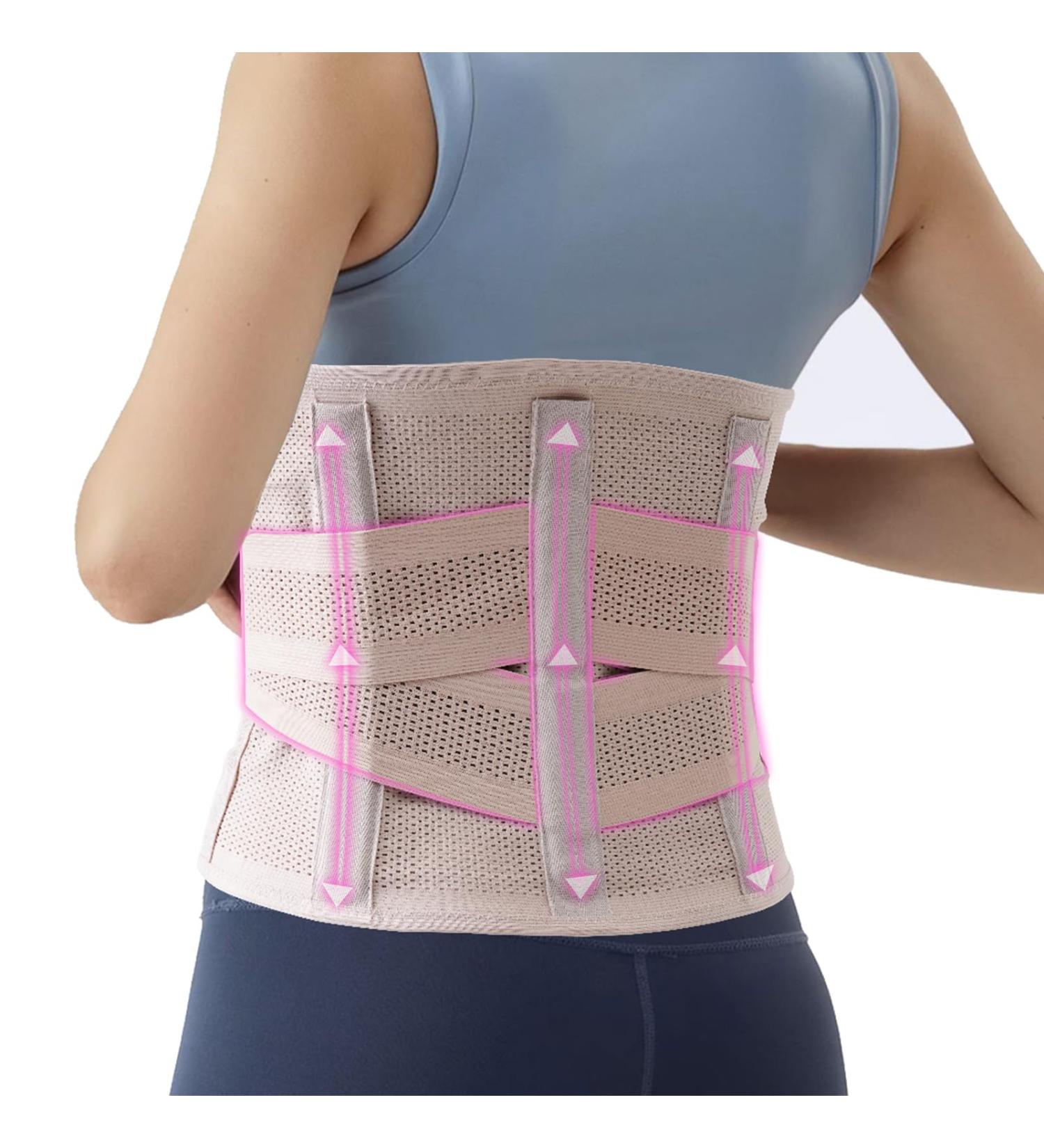 DARLIS Plus Size Back Brace for Lower Back Pain - Breathable Lumbar Support Belt for Sciatica Herniated Disc & Scoliosis - Instant Relief for Men & Women (Beige 43.3-51.2 - Buy Online on GoSupps.com