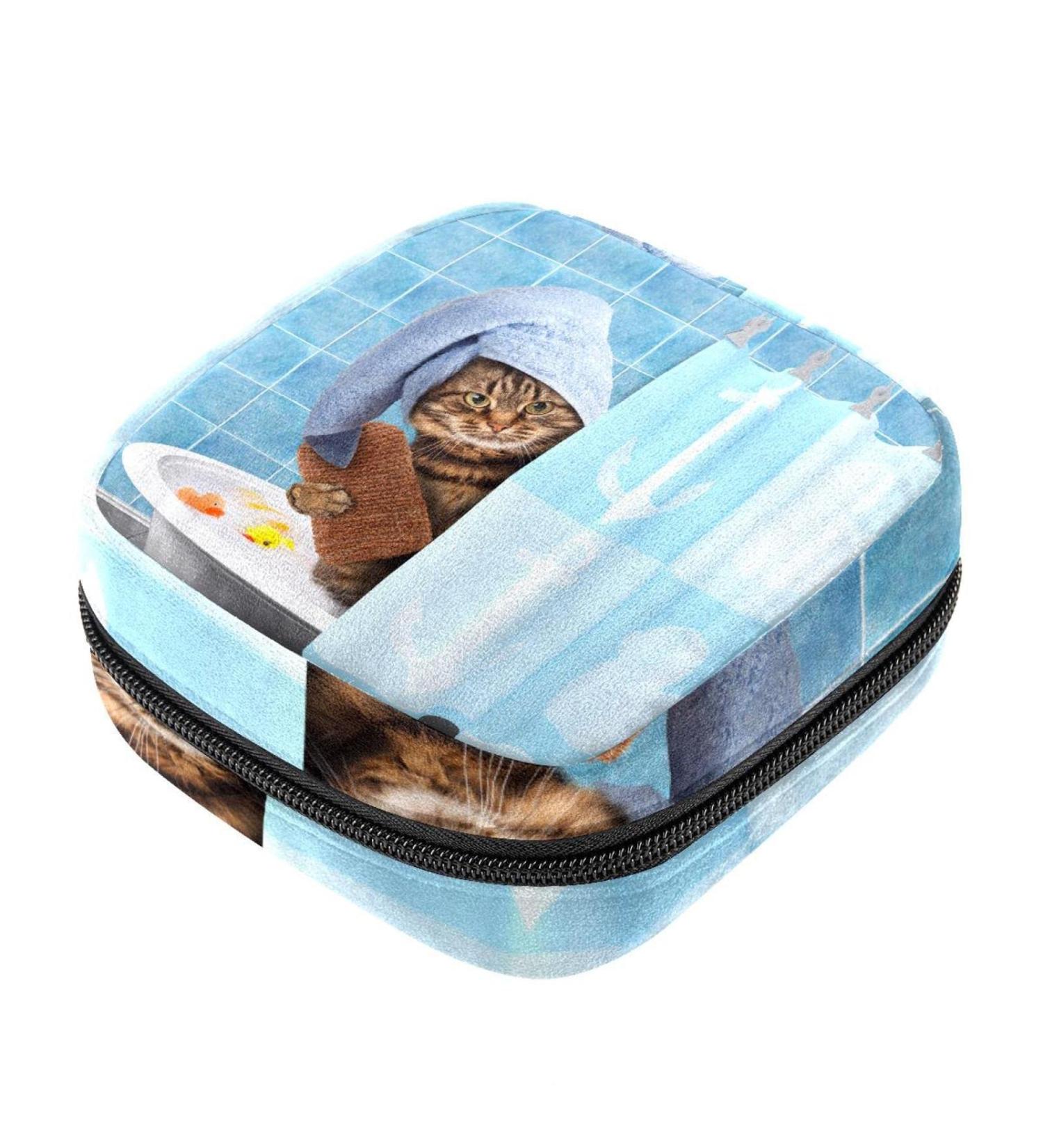Funny Cat Napkin Storage Bag for Women | Portable Menstrual Cup & Bandages | Perfect First Period Accessories - Buy Online on GoSupps.com