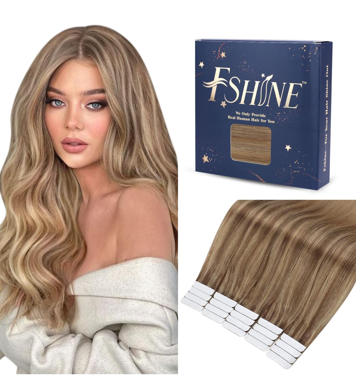 Fshine Seamless Adhesive Tape Hair Extensions - 35cm Golden Brown to Dark Blonde Balayage - 50g Glue - #10/16/15cm - Buy Online on GoSupps.com