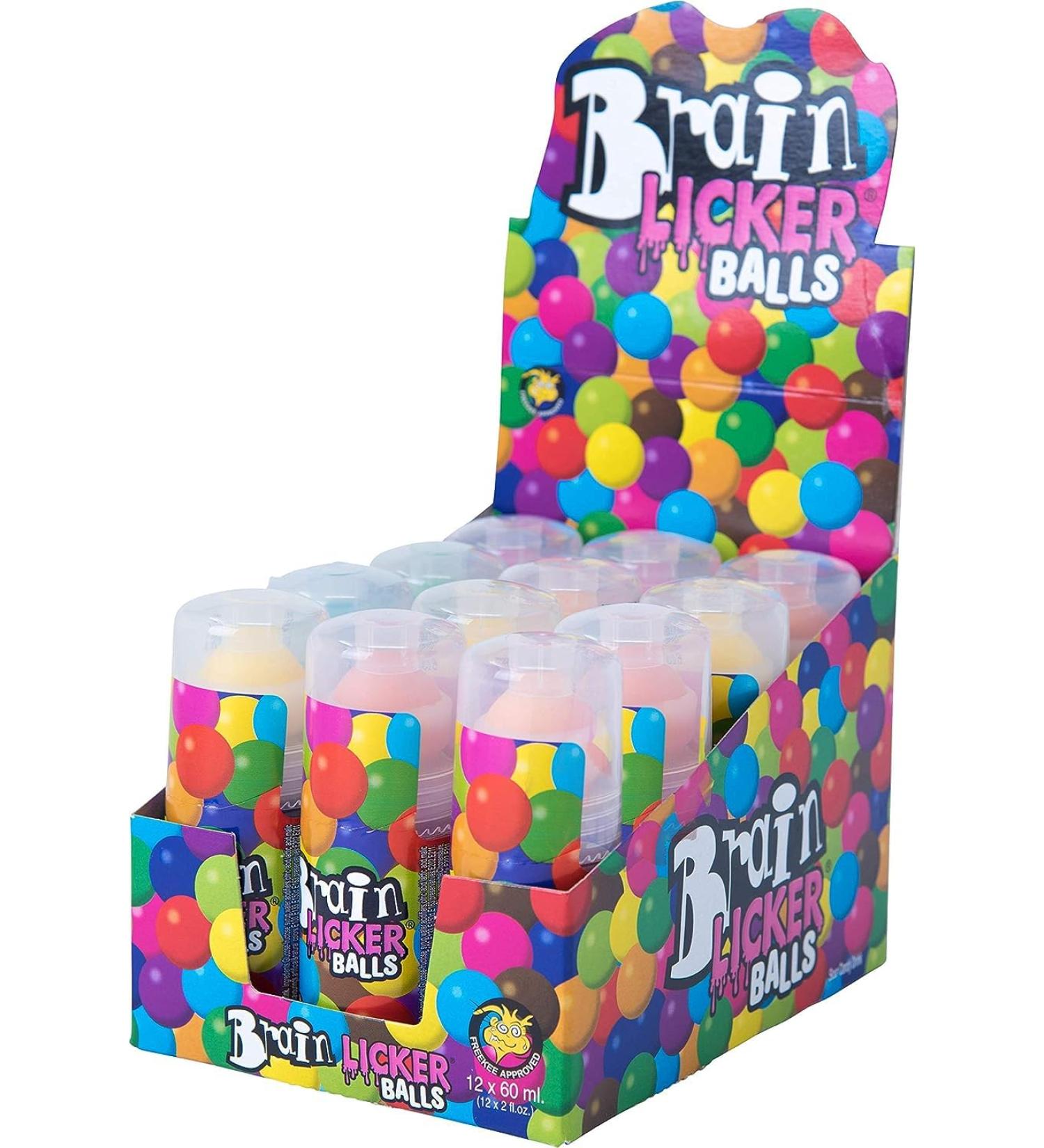 Freekee Brain Licker Balls - 12 Tongue Rollers with Sour Liquid Candy | Fruit Flavored Tray (12 x 80g) | International Shipping - Buy Online on GoSupps.com
