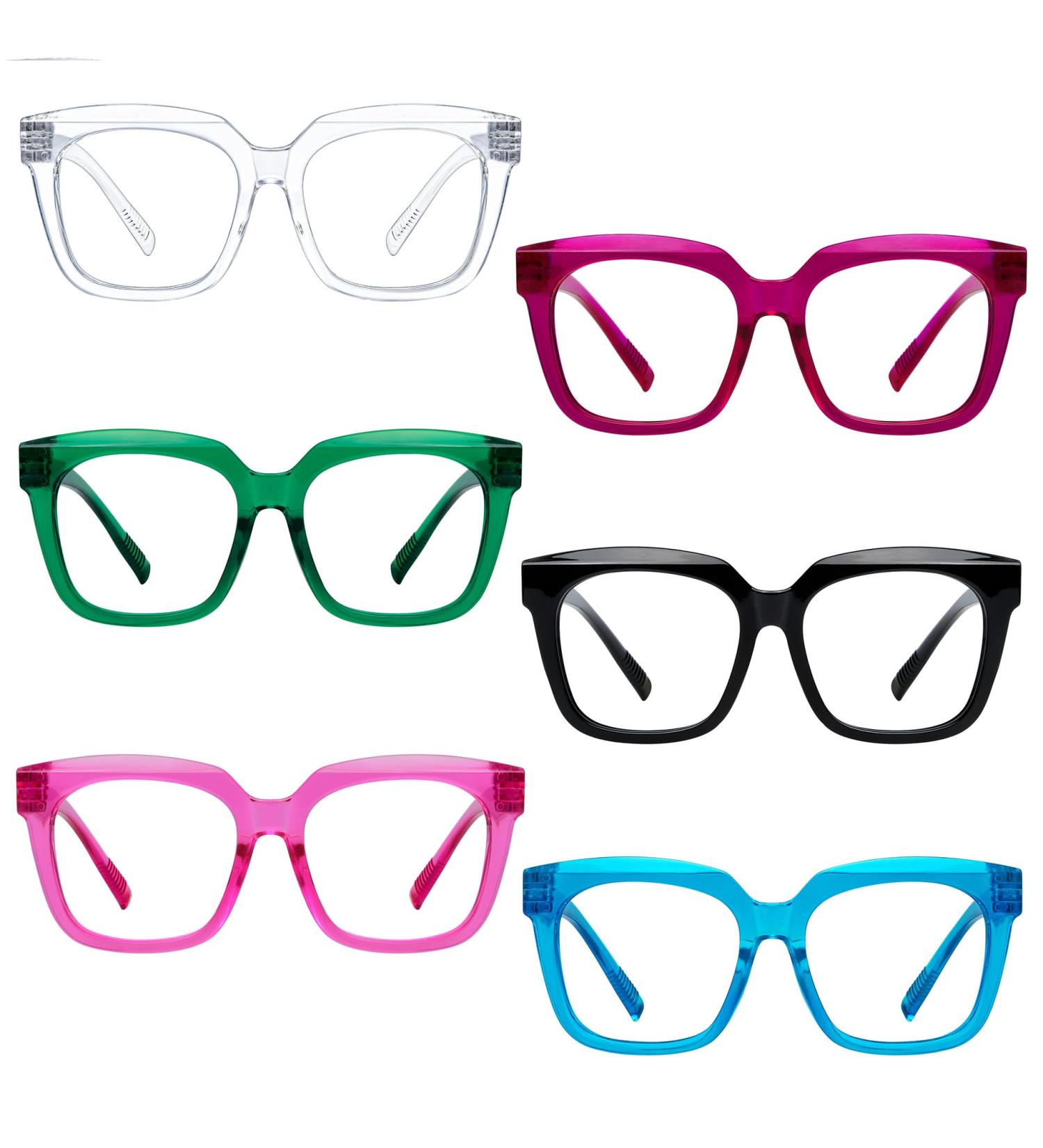 Metalless Screwless Spring Hinges Reading Glasses for Women - 6 Pack Oversized Square Readers (+1.75) in Mixed Colors - Buy Online on GoSupps.com