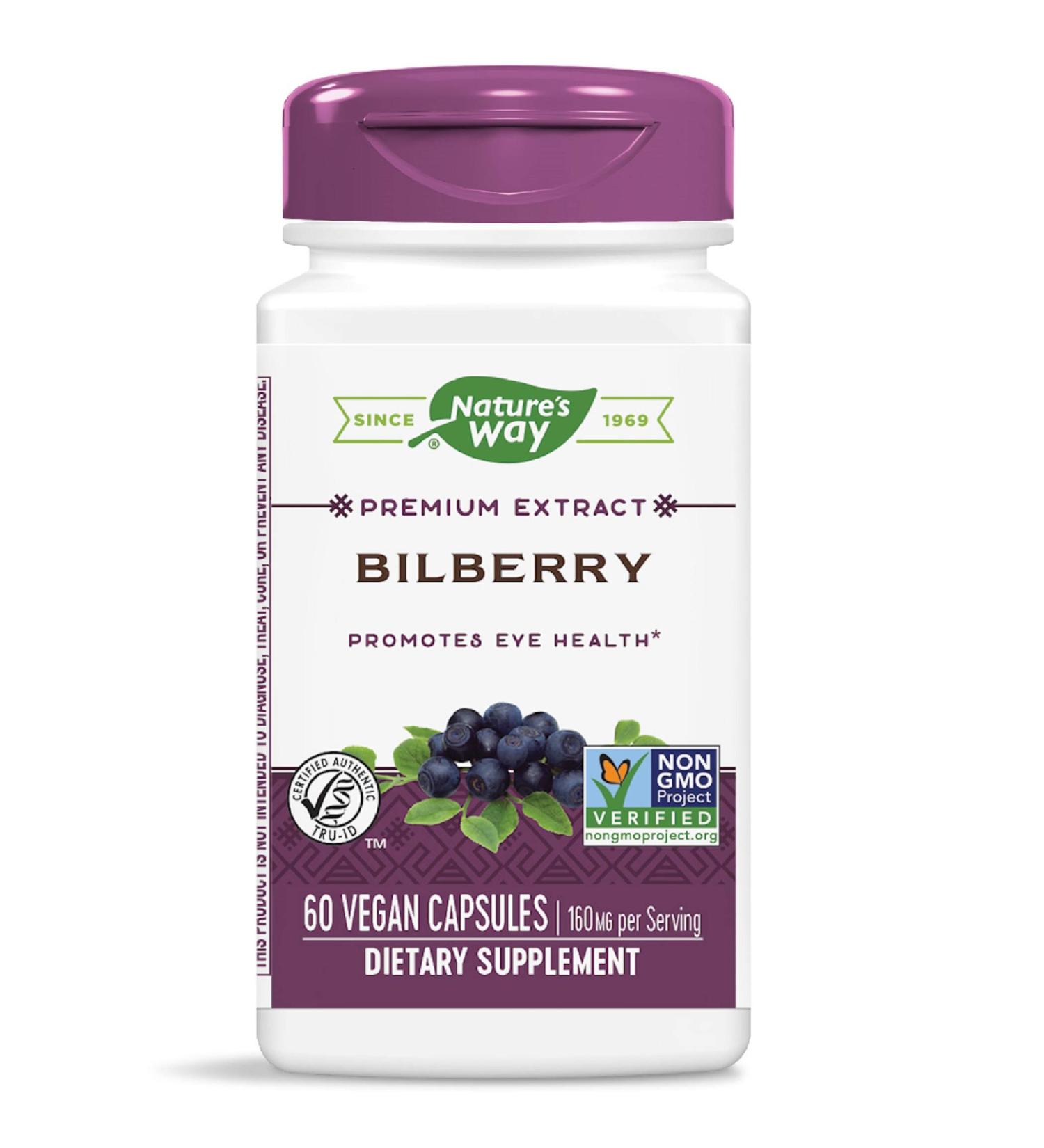 Nature's Way Bilberry 160 mg - 60 Vegan Capsules for Eye Health - Buy Online on GoSupps.com