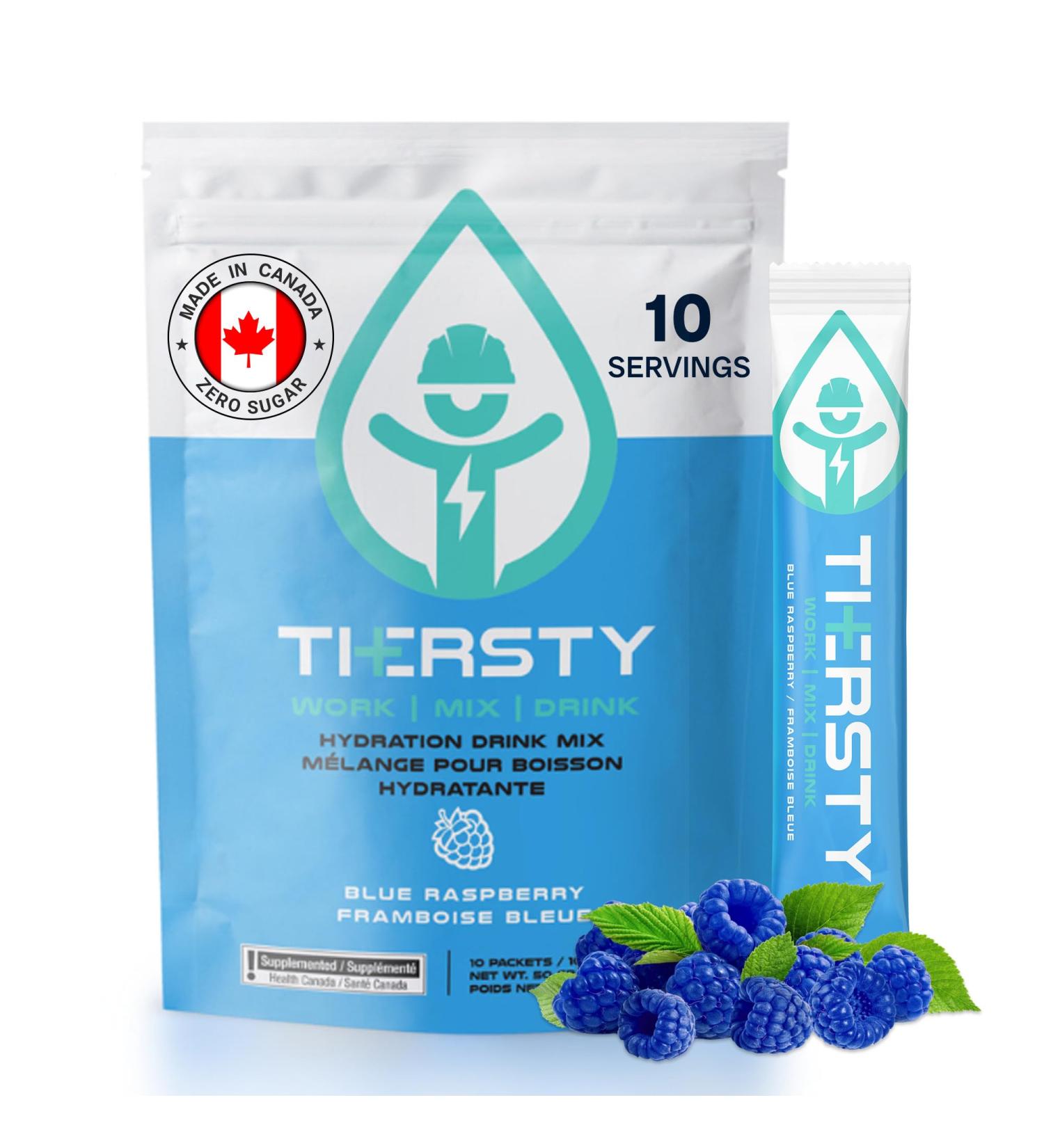 Thersty Electrolyte Powder ZERO Sugar Electrolyte Packets Designed for Rapid Hydration. All Natural Ingredients and Trusted by the World s most Demanding Industries 10 Servings - Blue Raspberry - Buy Online on GoSupps.com