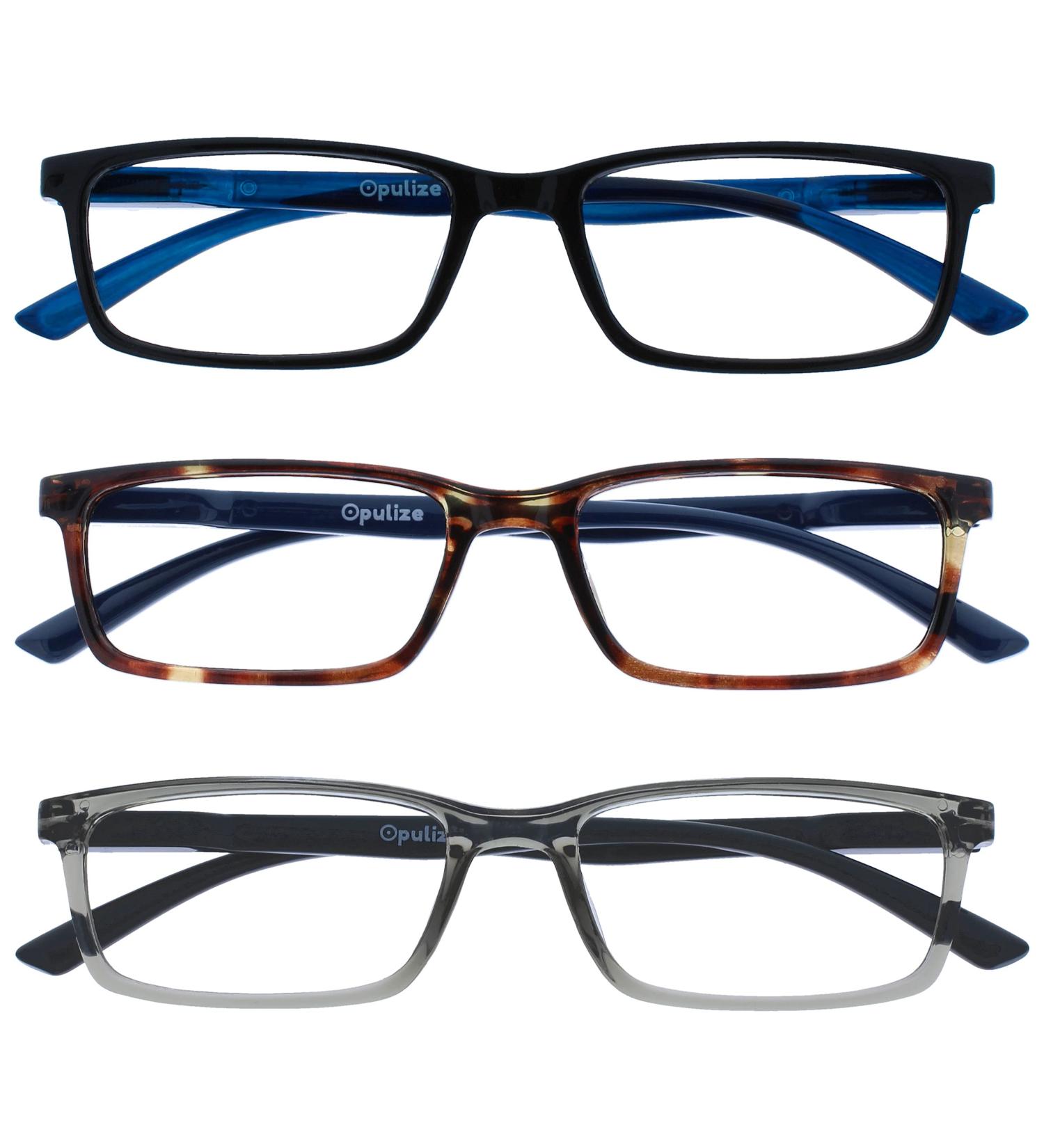 Opulize Blue Light Blocking Glasses for Gaming | Narrow Frame with Spring Hinges | Improve Sleep & Eye Comfort - Men s +3.50 Diopters in Black Brown Gray - Buy Online on GoSupps.com