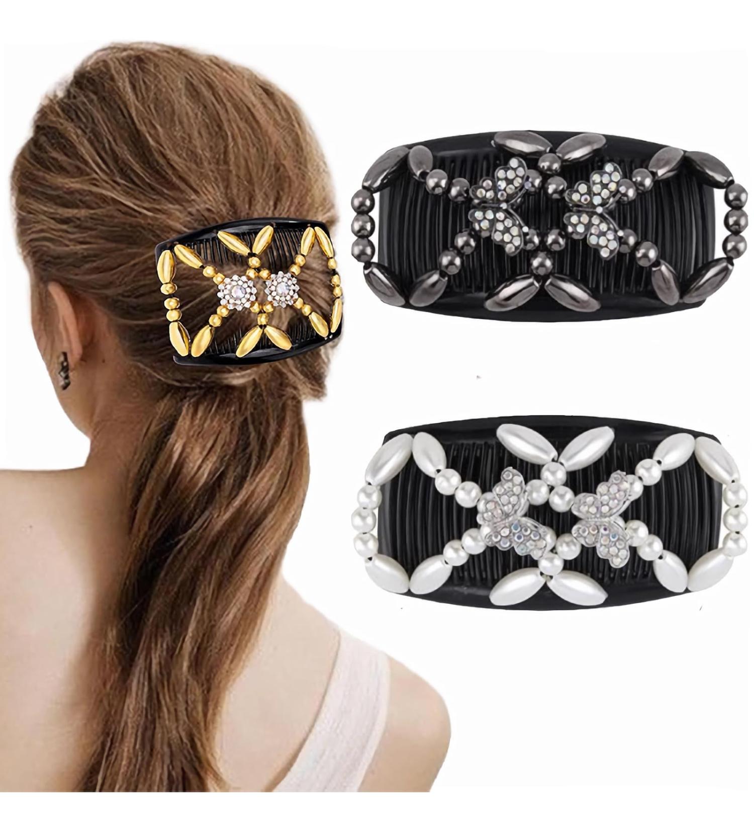 Premium 2-Piece Butterfly Hair Clips for Women | Elastic Pearl Hairpin for All Hair Types - Perfect for Thick & Fine Hair - Buy Online on GoSupps.com