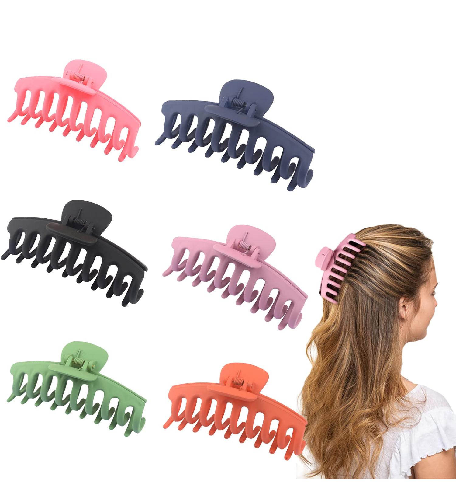 6pcs Large Hair Claw Clips Claw Clips for Thick Hair Non-Slip Matte Hair Clips Colorful Claw Clips for Woman and Girls Hair Styling Accessories - Buy Online on GoSupps.com