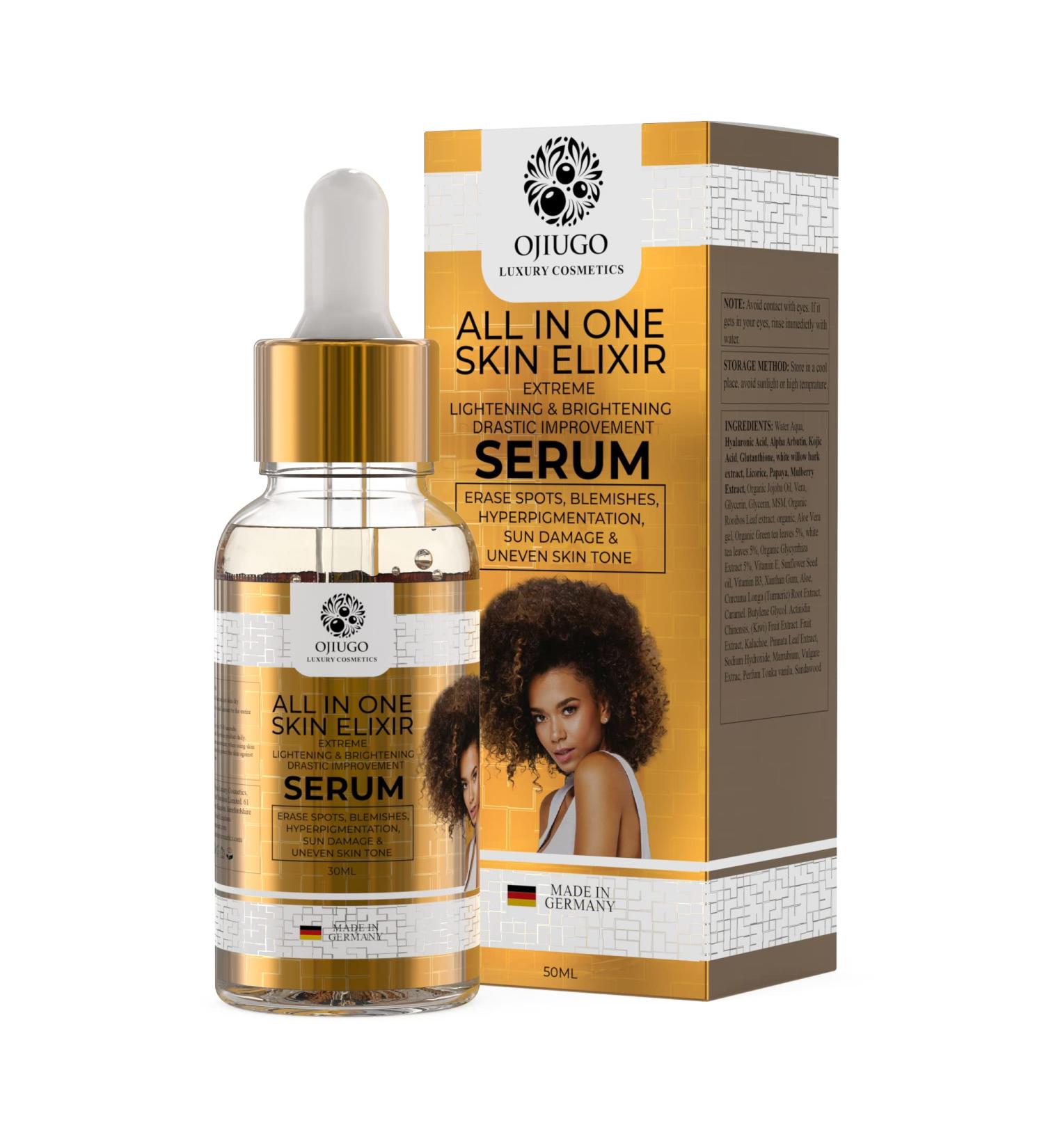 All In One Skin Elixir | Extreme Lightening & Brightening | Face Serum Erase Blemishes | Hyperpigmentation | Sun Damage & Uneven Skin tone | Pure Skin Perfection Gentle on the Skin - Buy Online on GoSupps.com