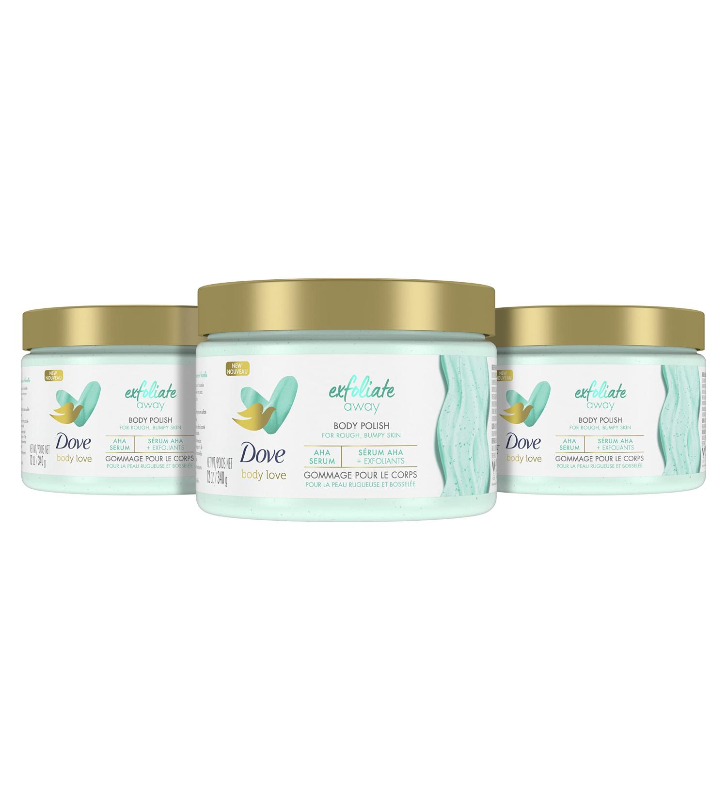 Dove Body Love Exfoliating Body Polish 3-Pack - Smooth Rough Skin, Body Scrub with AHAs - 12 oz - Buy Online on GoSupps.com