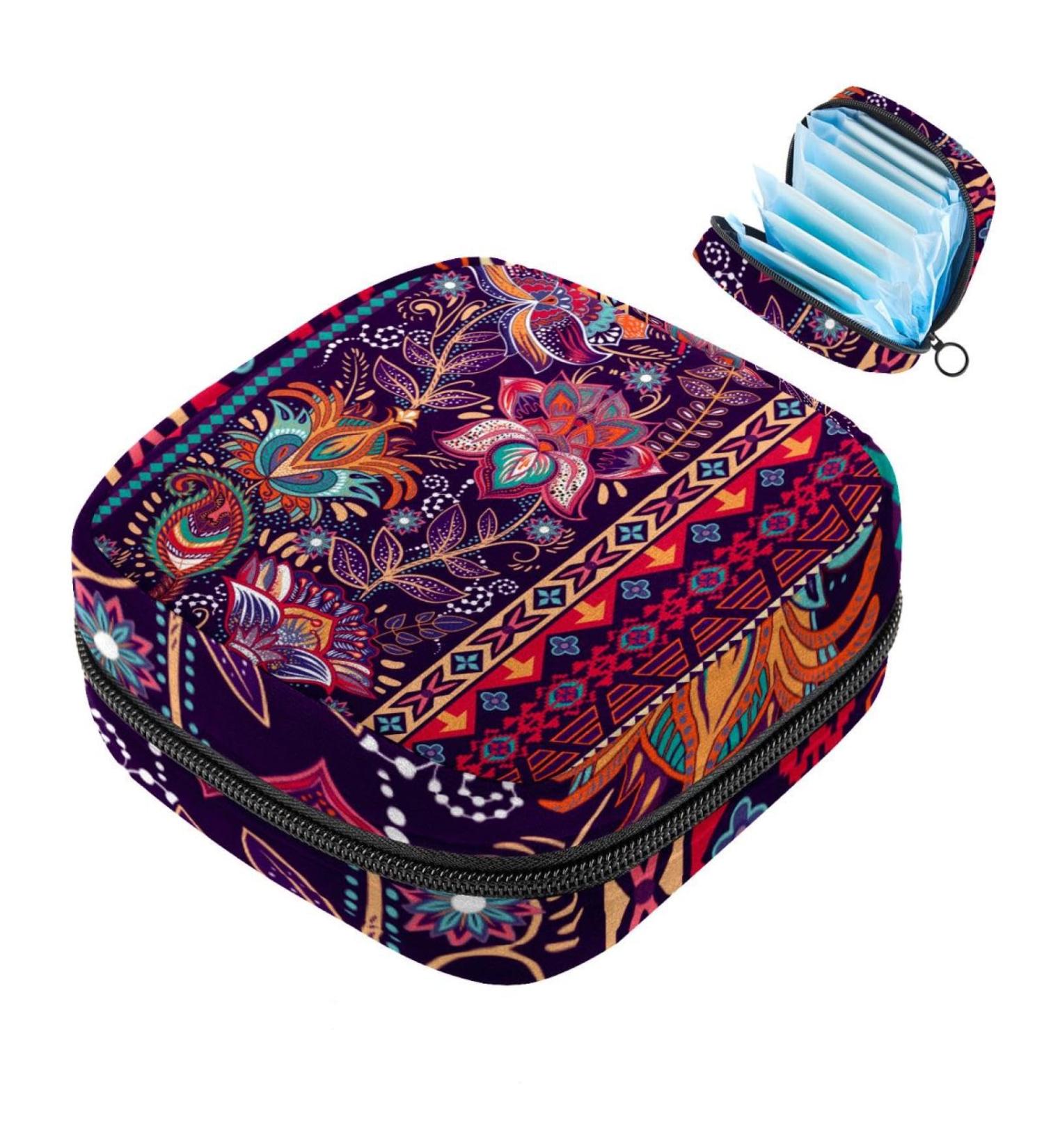 Vintage Bohemian Storage Bags for Women - Portable Menstrual Organizer for Bandages Panty Liners and Tampons - Buy Online on GoSupps.com